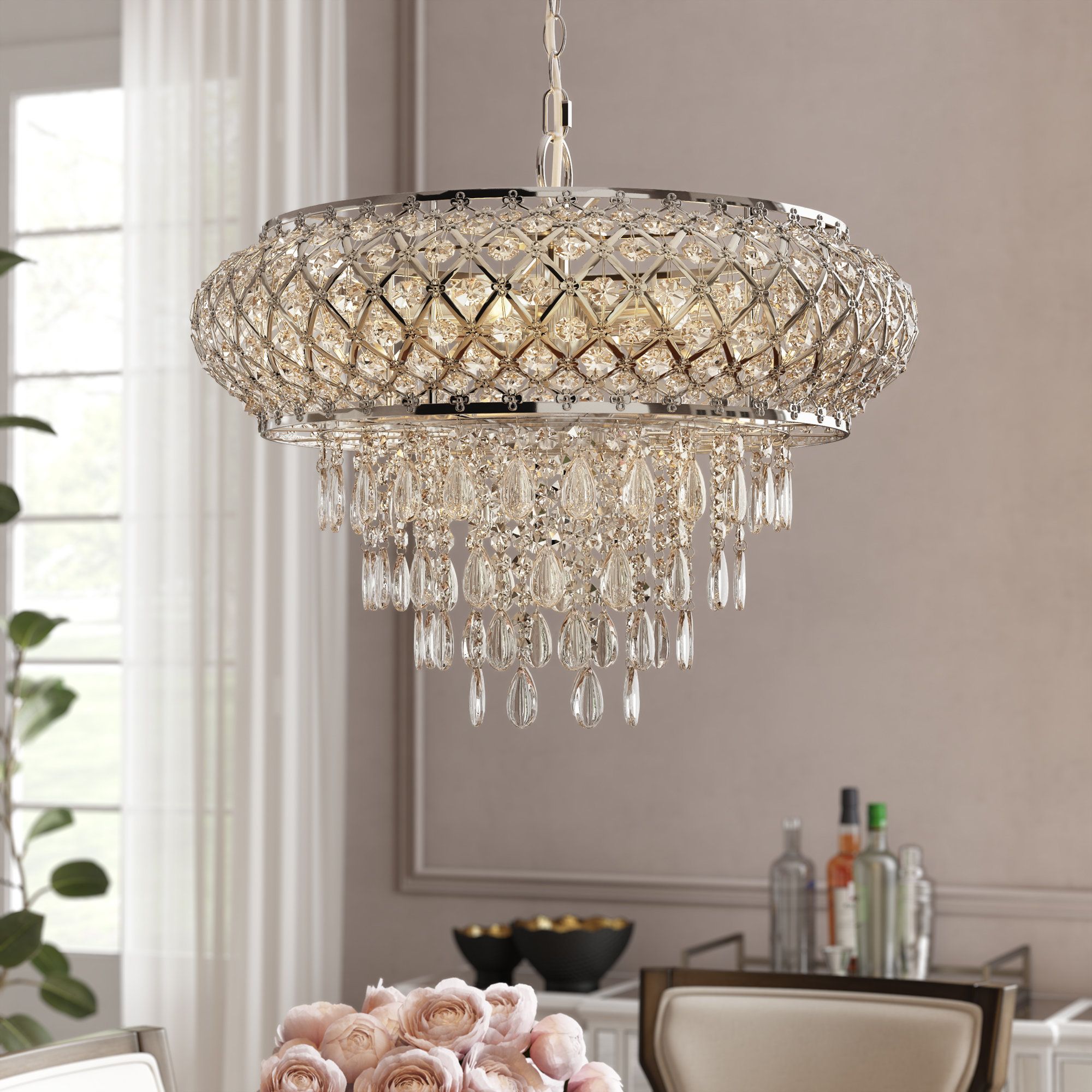 Most Up To Date Bramers 6 Light Novelty Chandeliers Within Hoang Tiered 5 Light Crystal Chandelier (View 15 of 25)