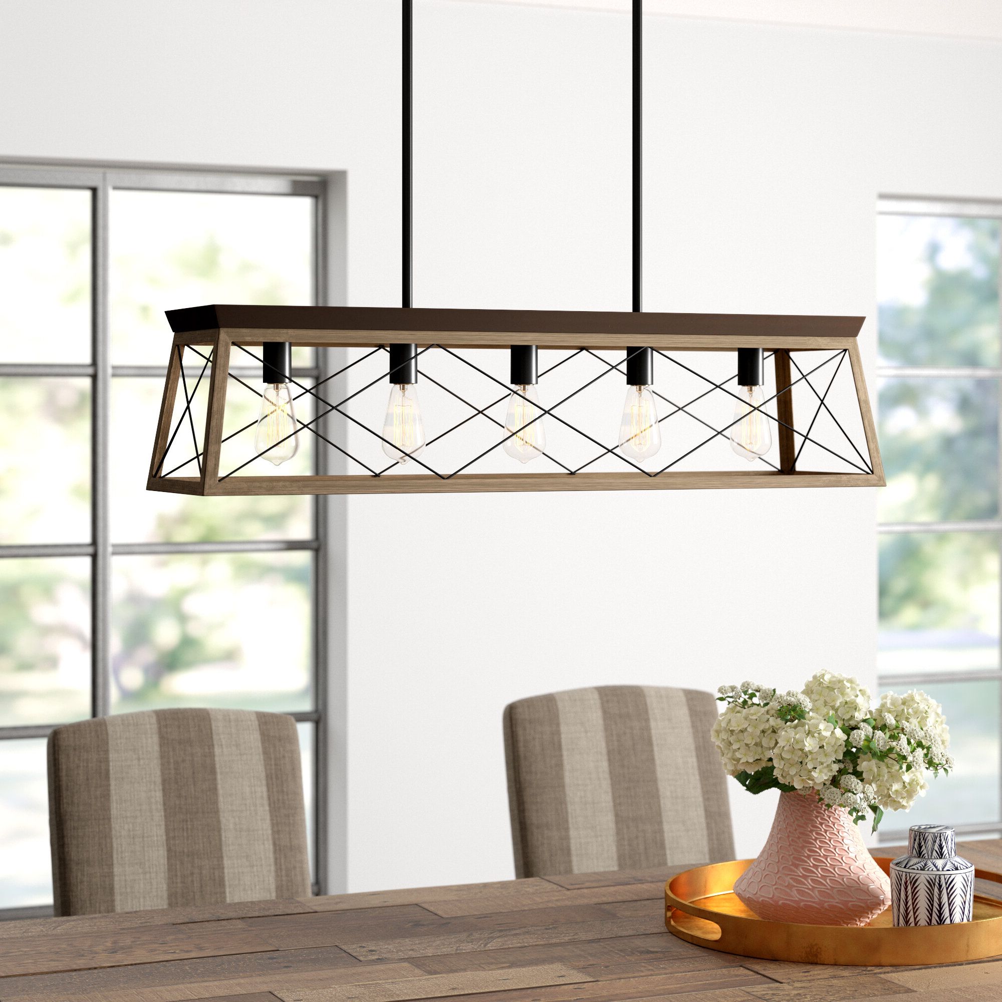 Most Up To Date Delon 5 Light Kitchen Island Linear Pendants Within Delon 5 Light Kitchen Island Linear Pendant (Photo 1 of 25)