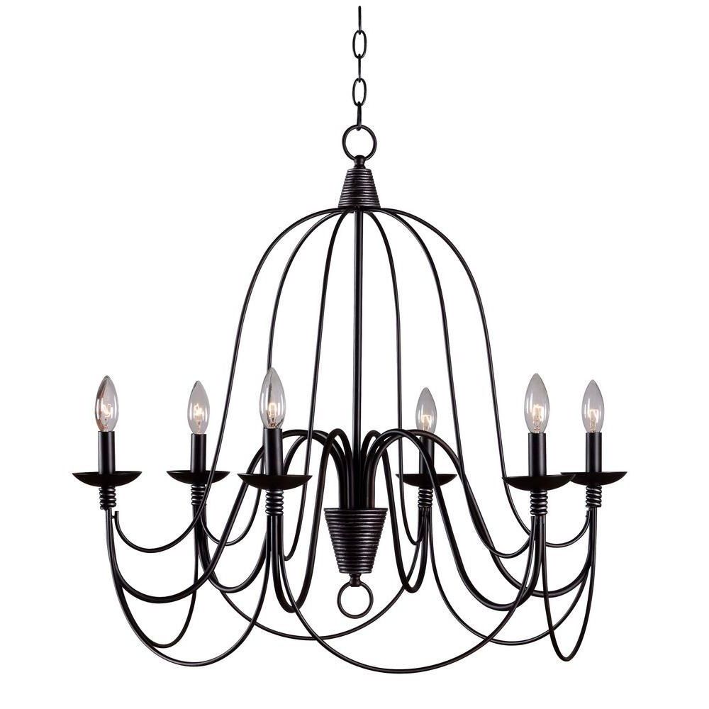 Popular Watford 9 Light Candle Style Chandeliers With Kenroy Home Pannier 6 Light Oil Rubbed Bronze With Silver (Photo 19 of 25)