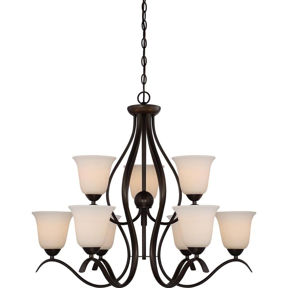 Preferred Gaines 5 Light Shaded Chandeliers Intended For Filament Design 9 Light Forest Bronze Chandelier With White (View 12 of 25)