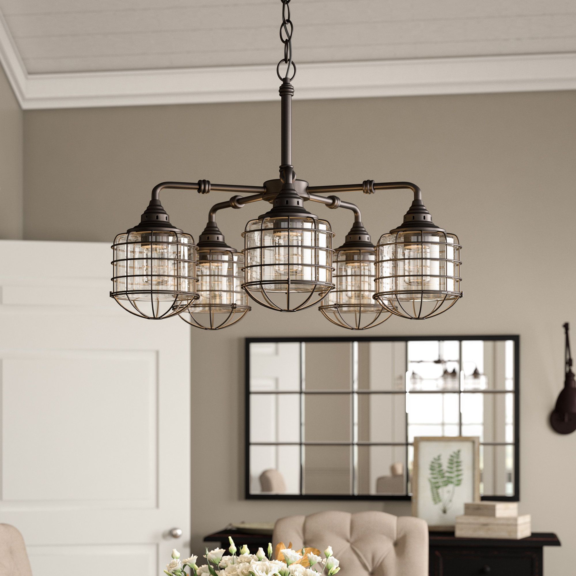 Roberts 5 Light Shaded Chandelier In Popular Benedetto 5 Light Crystal Chandeliers (View 12 of 25)