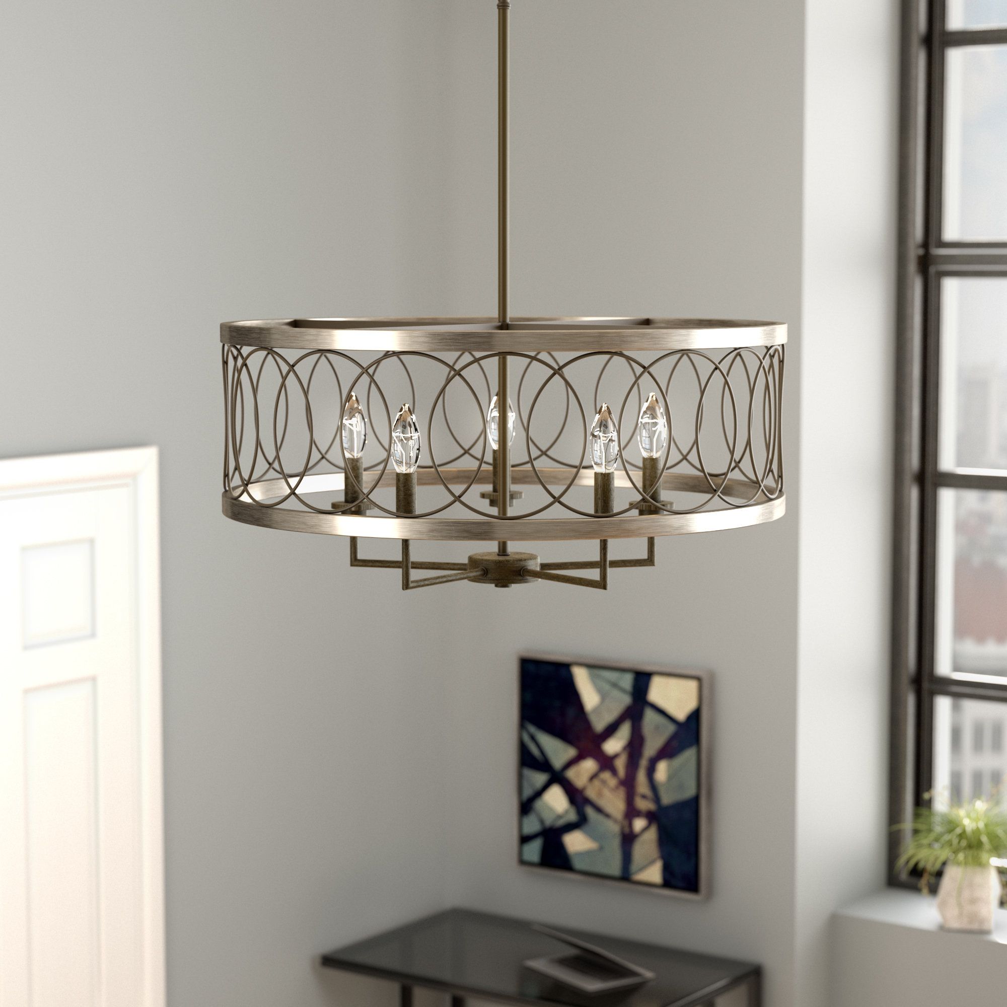Wayfair Within Buster 5 Light Drum Chandeliers (View 11 of 25)