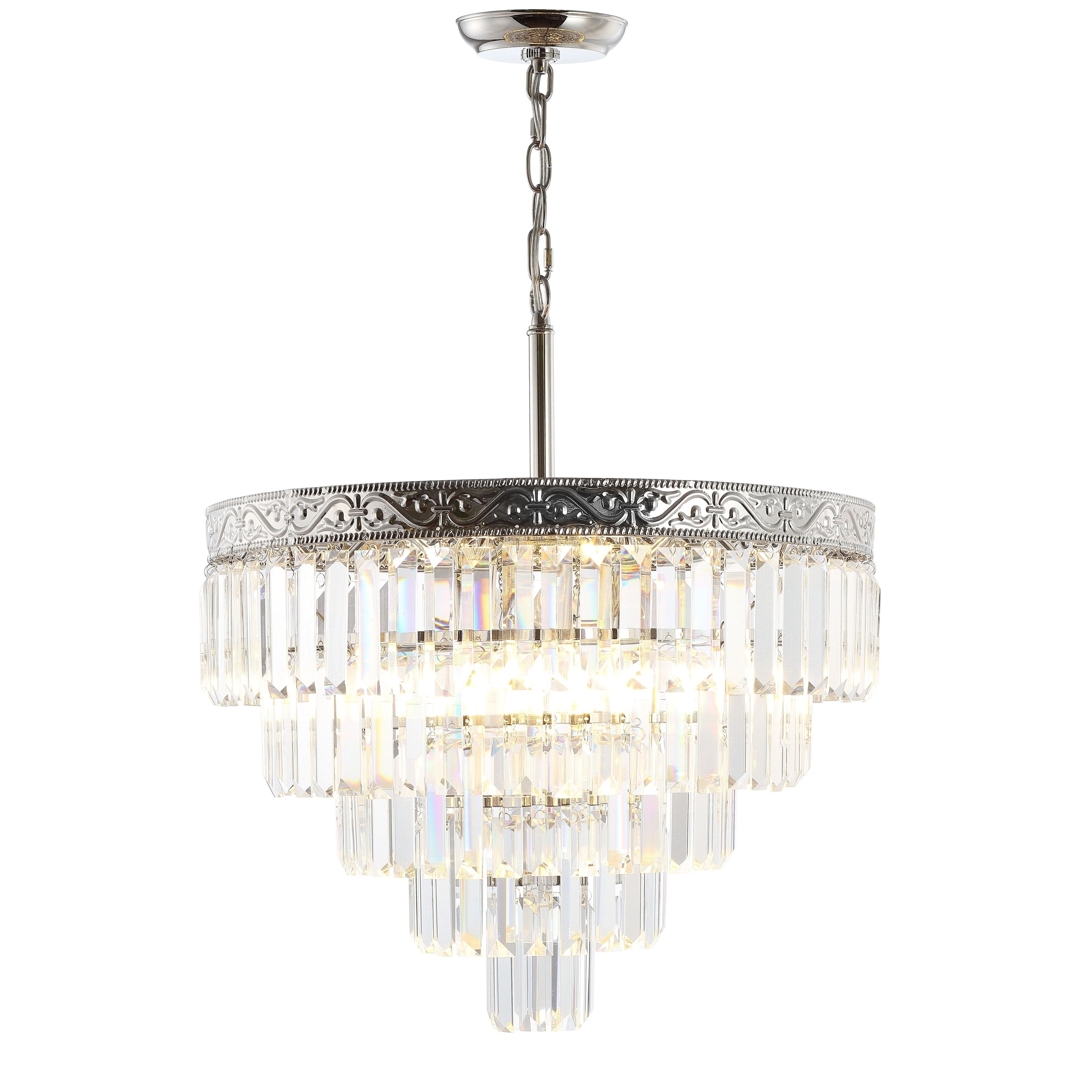 Well Known Jonathan Y Wyatt 20 4 Light Crystal Led Chandelier, Polished Pertaining To Bramers 6 Light Novelty Chandeliers (Photo 25 of 25)