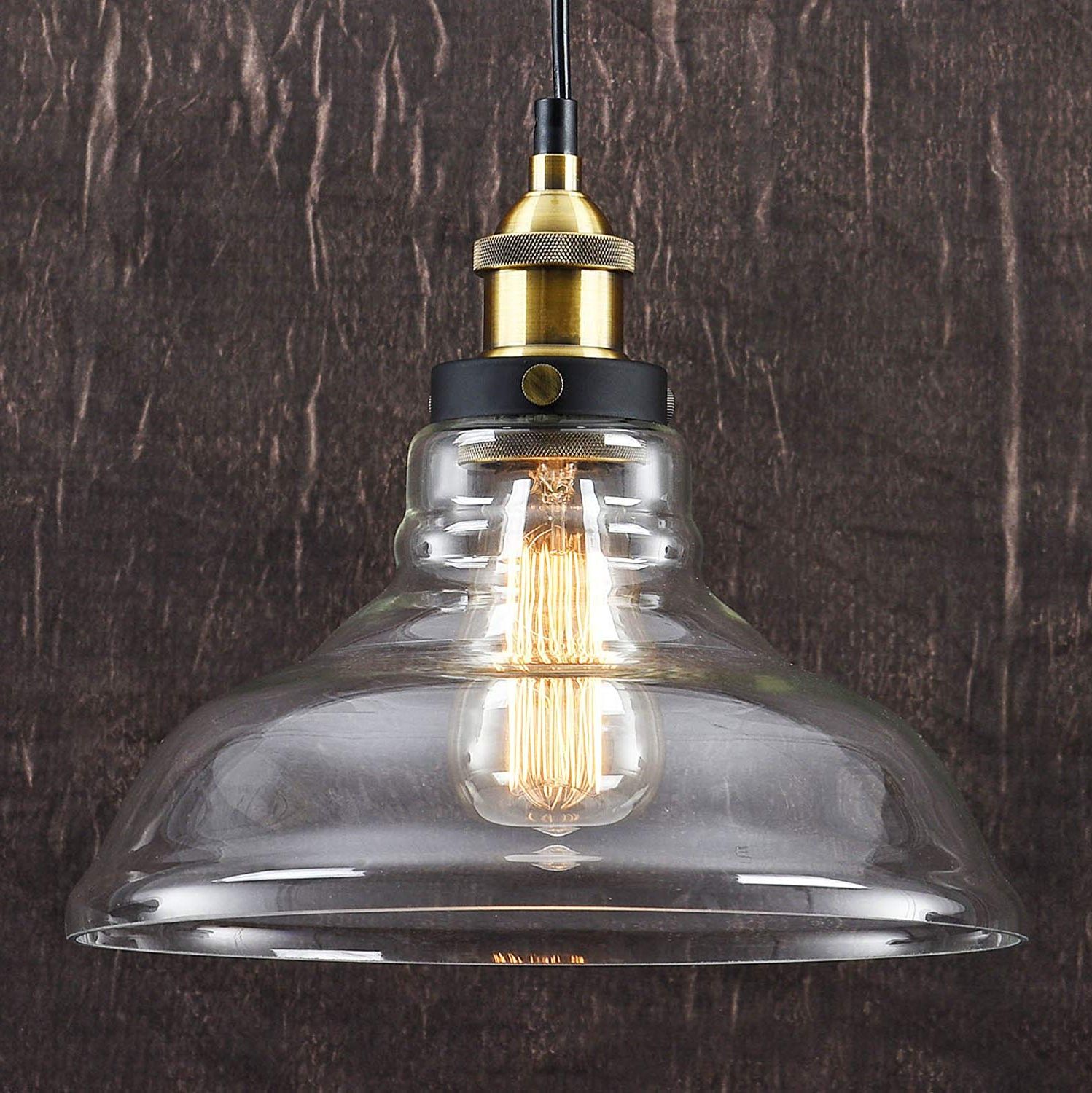 Well Known Modern Glass Shade Ceiling Light With A Vintage Bronze Lamp Holder, A  Beautiful Industrial Hanging Light Fixture, The Perfect Pendant Light For  Bar With Regard To Moris 1 Light Cone Pendants (View 24 of 25)
