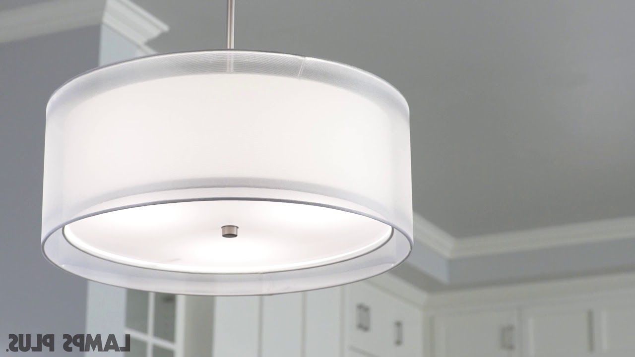 Well Known Possini Euro Double Drum 20" Wide White Pendant Light In Jill 4 Light Drum Chandeliers (View 22 of 25)