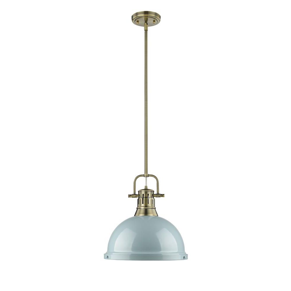 Well Liked Bodalla 1 Light Single Dome Pendants Throughout Golden Lighting Duncan Ab 1 Light Aged Brass Pendant With (Photo 11 of 25)