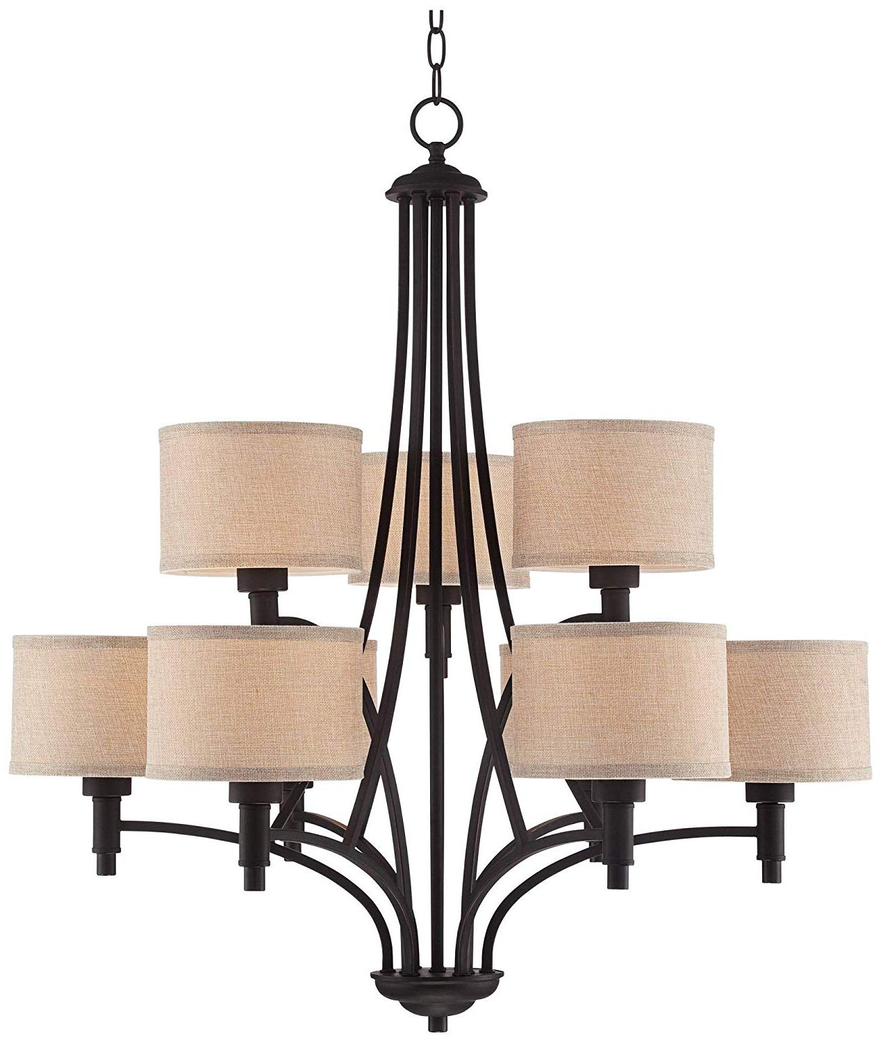 Well Liked La Pointe 31" Wide Oil Rubbed Bronze 9 Light Chandelier – Franklin Iron  Works Throughout Mcknight 9 Light Chandeliers (View 15 of 25)