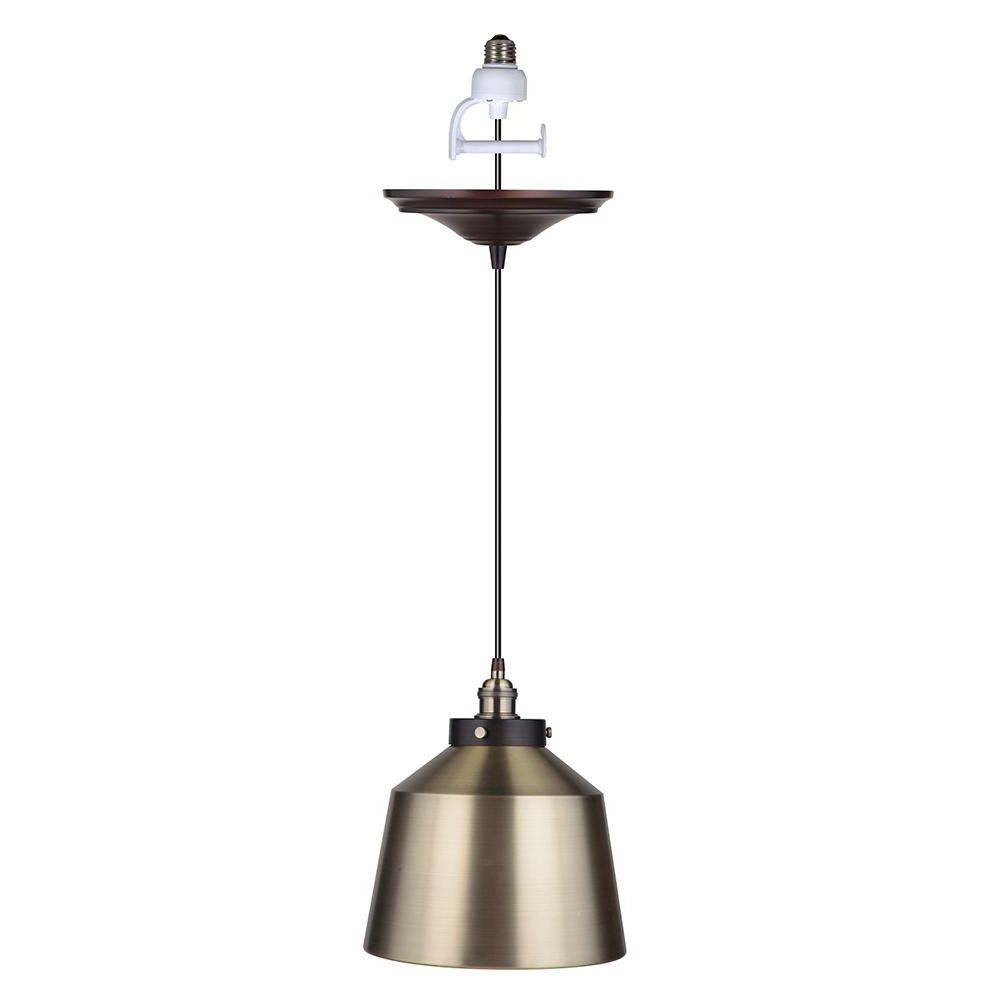 Well Liked Worth Home Products Instant Pendant 1 Light Recessed Light Conversion Kit  Brushed Bronze And Brushed Brass Metal Dome Shade Pertaining To Priston 1 Light Single Dome Pendants (View 17 of 25)