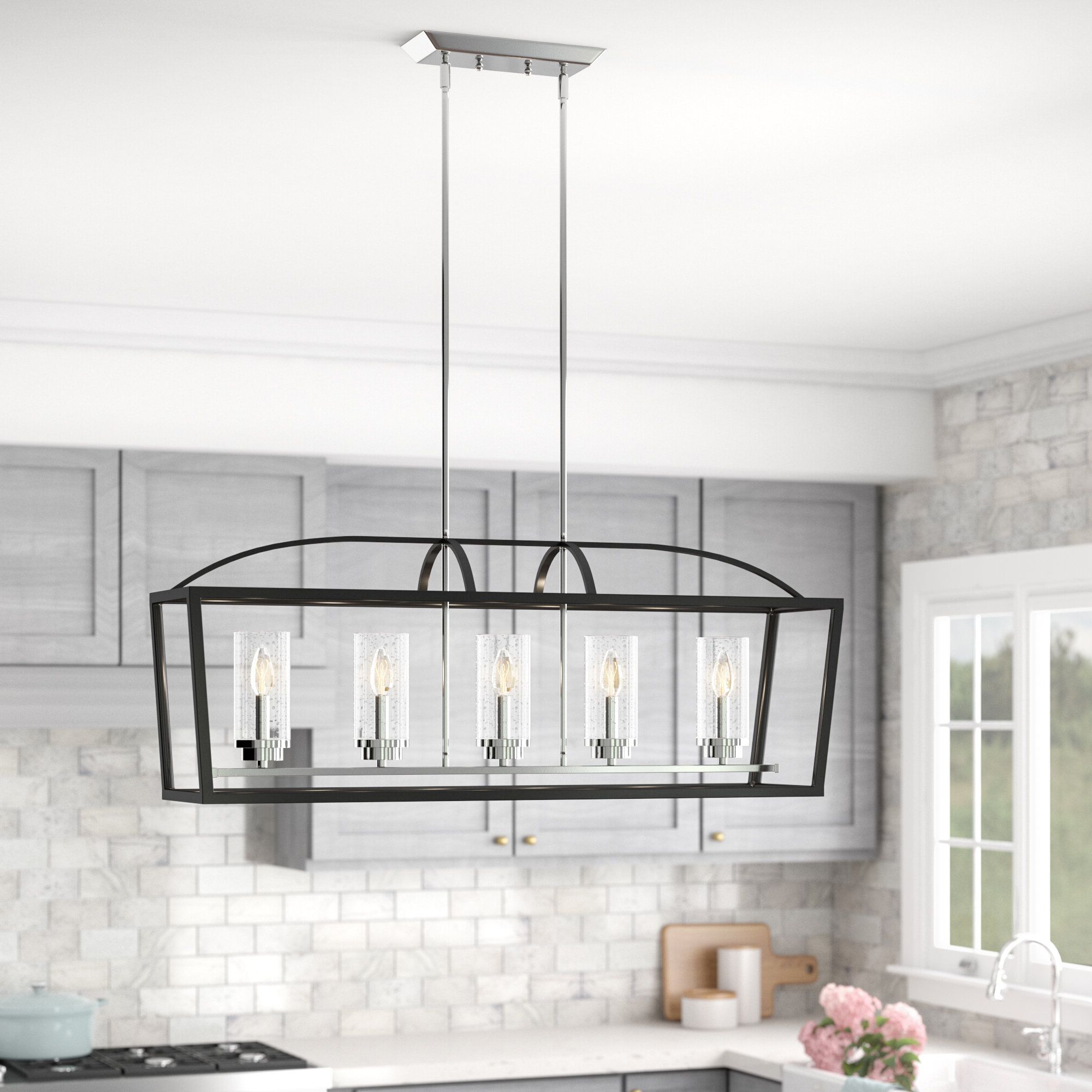 Widely Used Delon 5 Light Kitchen Island Linear Pendants For Luna 5 Light Kitchen Island Linear Pendant (Photo 10 of 25)