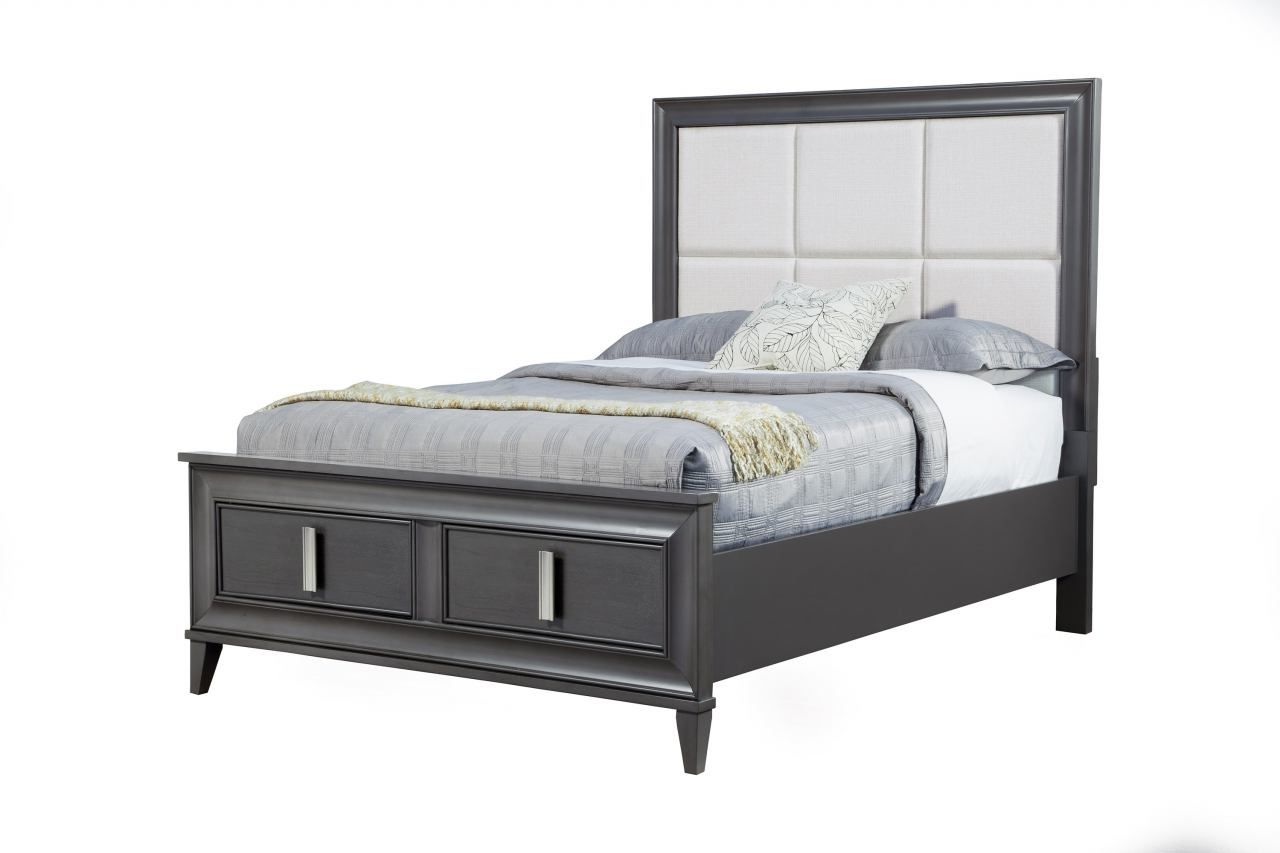 2019 Alpine Furniture Lorraine California King Storage Bed In Dark Grey With Regard To Gray Wash Lorraine Extending Dining Tables (View 23 of 25)