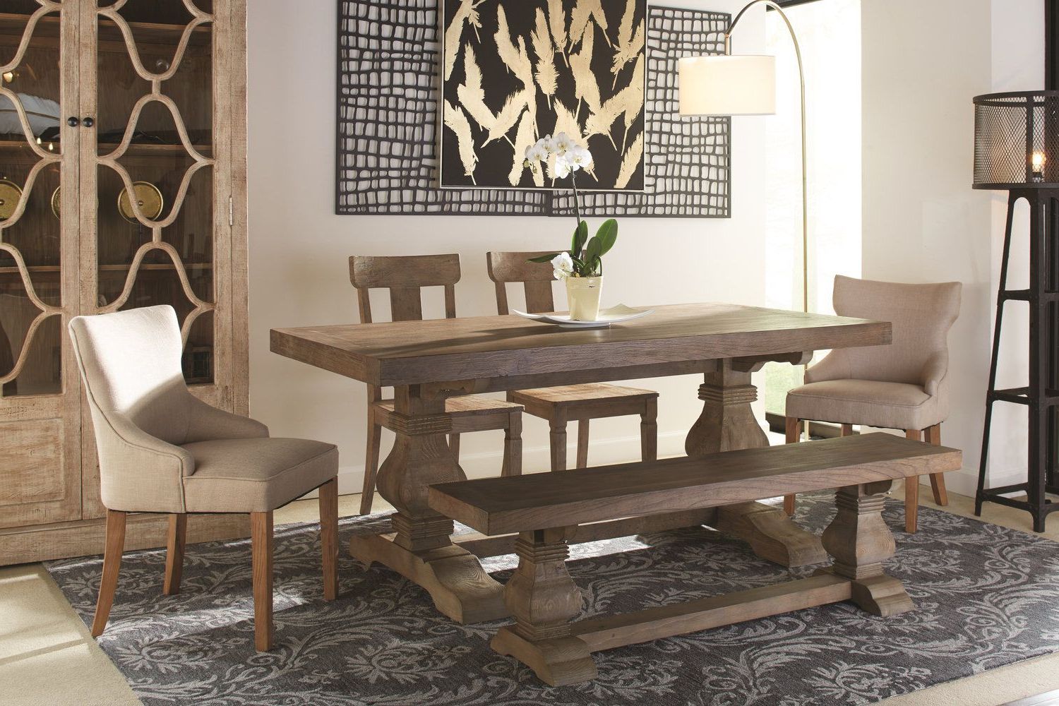 Black Olive Hart Reclaimed Pedestal Extending Dining Tables With Regard To Recent Emma Dining Table With 2 Lucy Chairs 2 Emma Chairs And (Photo 9 of 25)