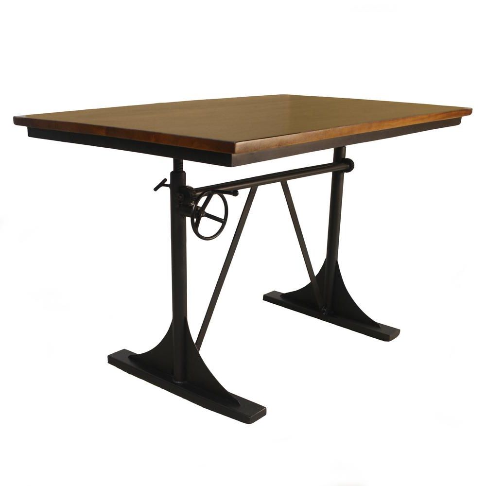 Carolina Forge Riley Elm And Black Adjustable Dining Table With Most Current James Adjustables Height Extending Dining Tables (View 12 of 25)