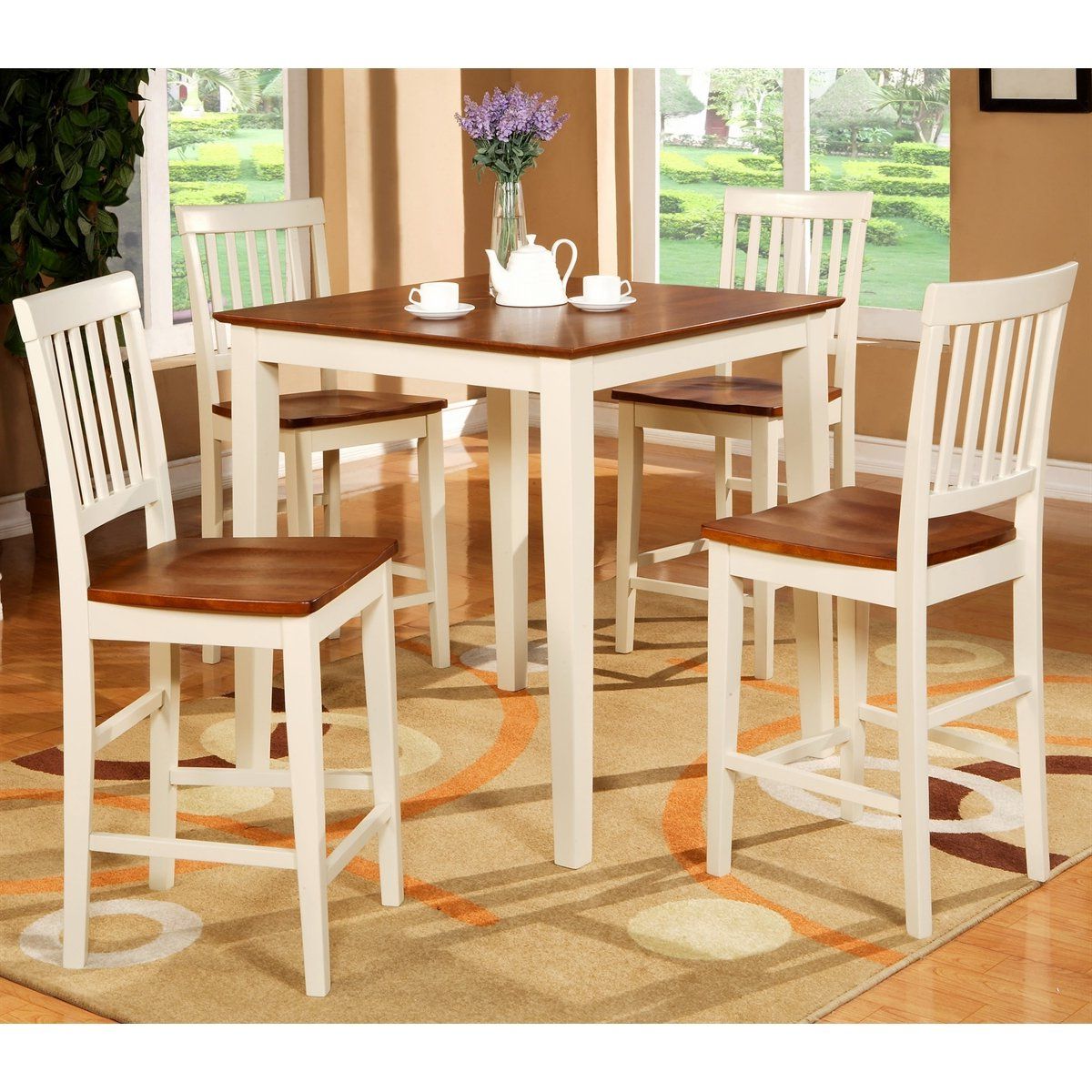 Carson Counter Height Tables For Best And Newest 5Pc Square Pub Counter Height Table Set 4 Stools White (View 25 of 25)