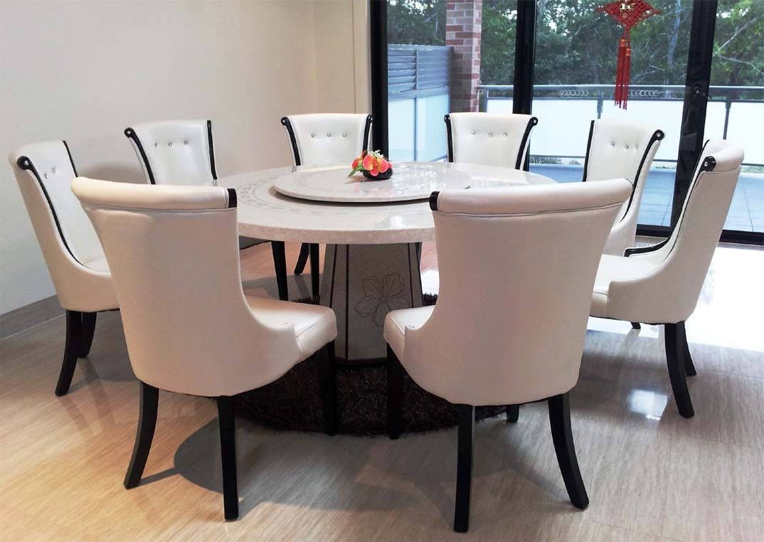 Chapman Round Marble Dining Tables Within Most Recent Dining Room : Beautiful Round Dining Table For 8 White (View 24 of 25)