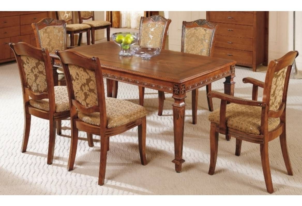 Classic Dining Table Room Furniture Copy Wooden Chairs Set Inside Newest Brooks Round Dining Tables (View 14 of 25)