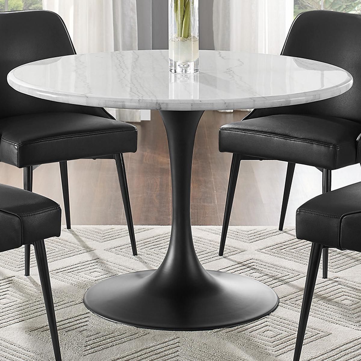 Crystal City Colfax Round Dining Table In Black And White Throughout Most Recent Chapman Marble Oval Dining Tables (View 7 of 25)