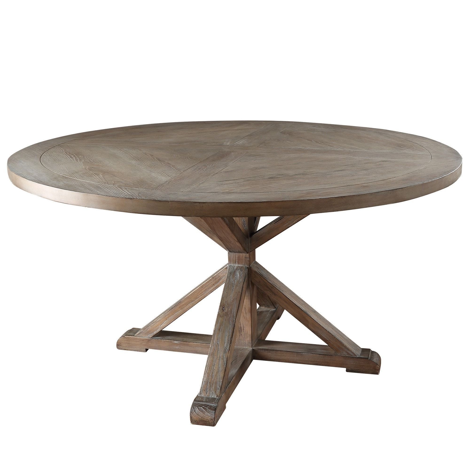 Current Benchwright Counter Height Tables Throughout Benchwright Rustic X Base Round Pine Wood Dining Table (View 4 of 25)