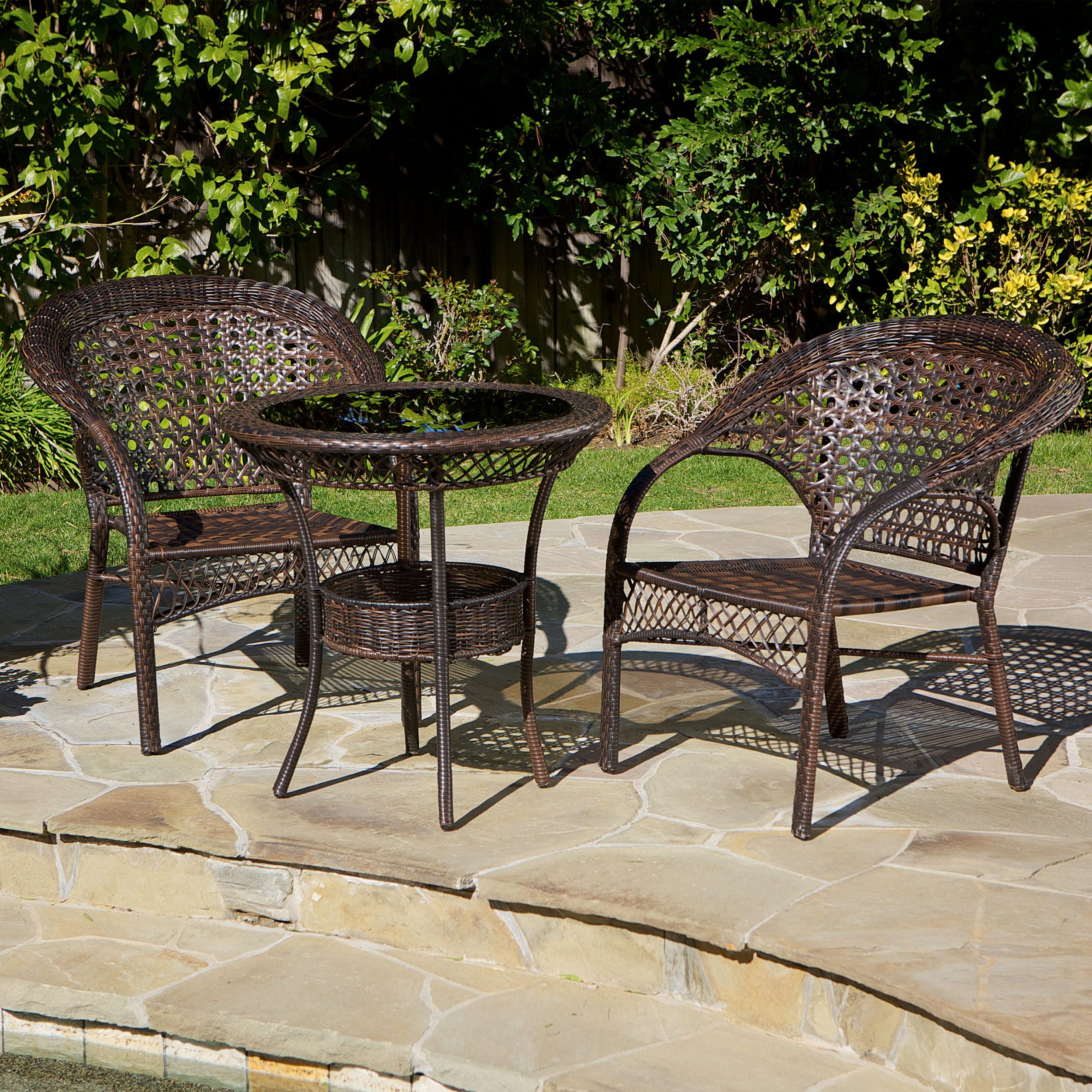 Famous Blair Bistro Tables Intended For Blair Wicker 3 Piece Outdoor Bistro Set, Multibrown – Walmart (View 9 of 25)
