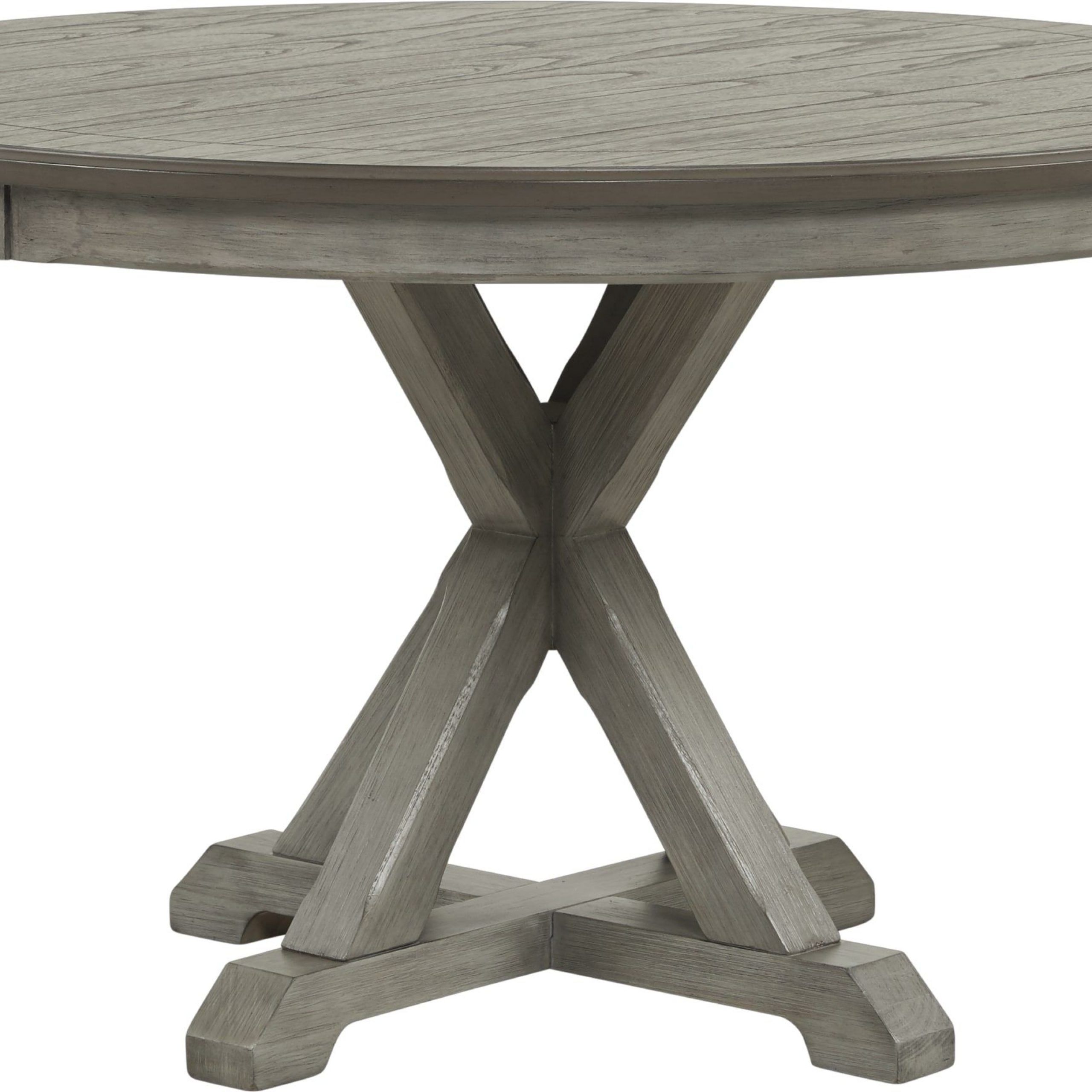 Famous Weathered Gray Owen Pedestal Extending Dining Tables For Nantucket Breeze Gray Round Dining Table .399. (View 6 of 25)