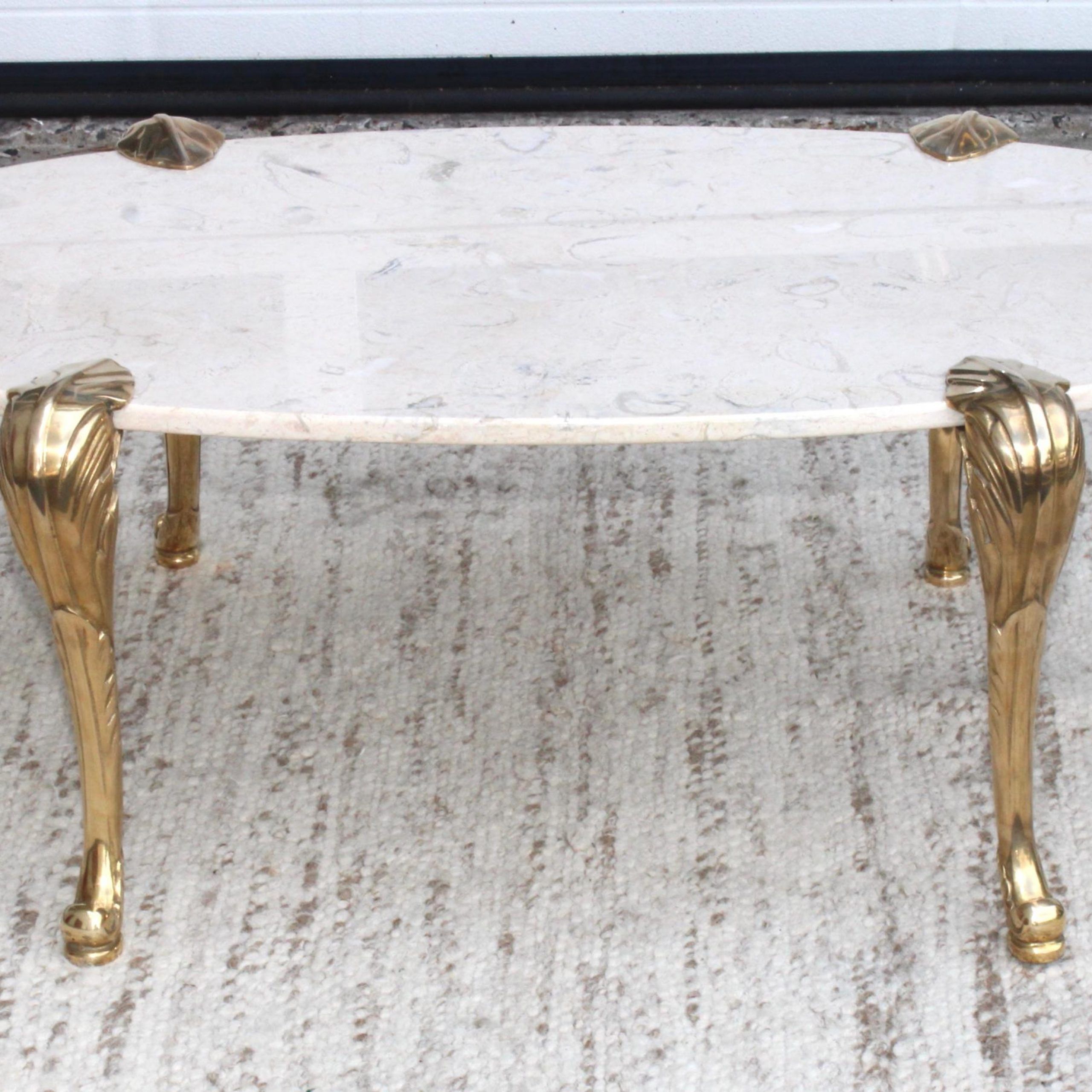 Fashionable 1970S Marble And Brass Coffee Table Attributed To Chapman With Regard To Chapman Marble Oval Dining Tables (View 12 of 25)