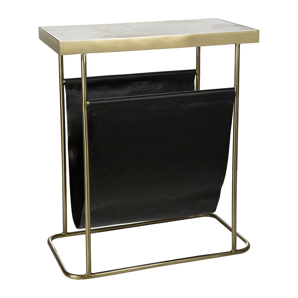 Fashionable Christie Round Marble Dining Tables Inside Marble & Leather Side Table (View 21 of 25)