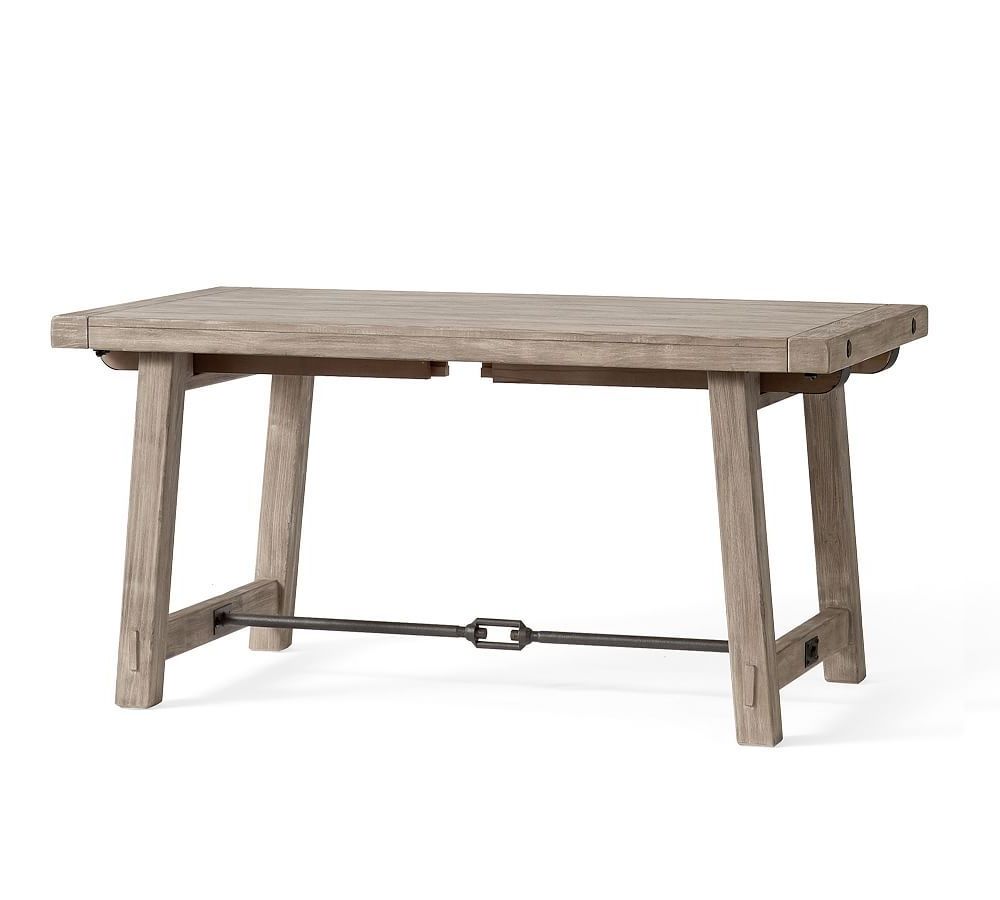Gray Wash Benchwright Pedestal Extending Dining Tables Pertaining To Well Known Benchwright Extending Dining Table, Gray Wash, 74"l X 40"w (View 3 of 25)