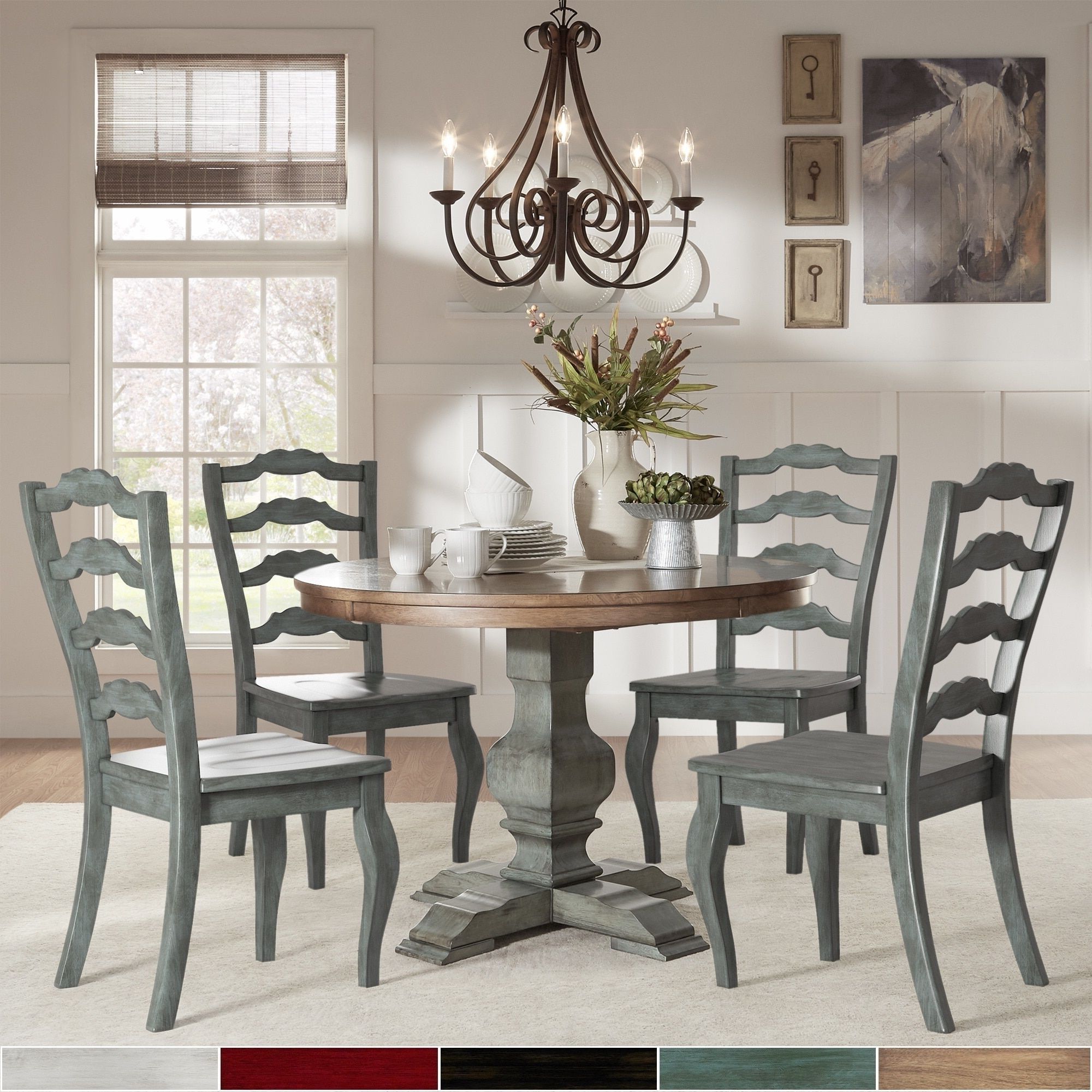 Gray Wash Livingston Extending Dining Tables For Favorite Eleanor Sage Green Round Solid Wood Top Ladder Back 5 Piece (View 10 of 25)