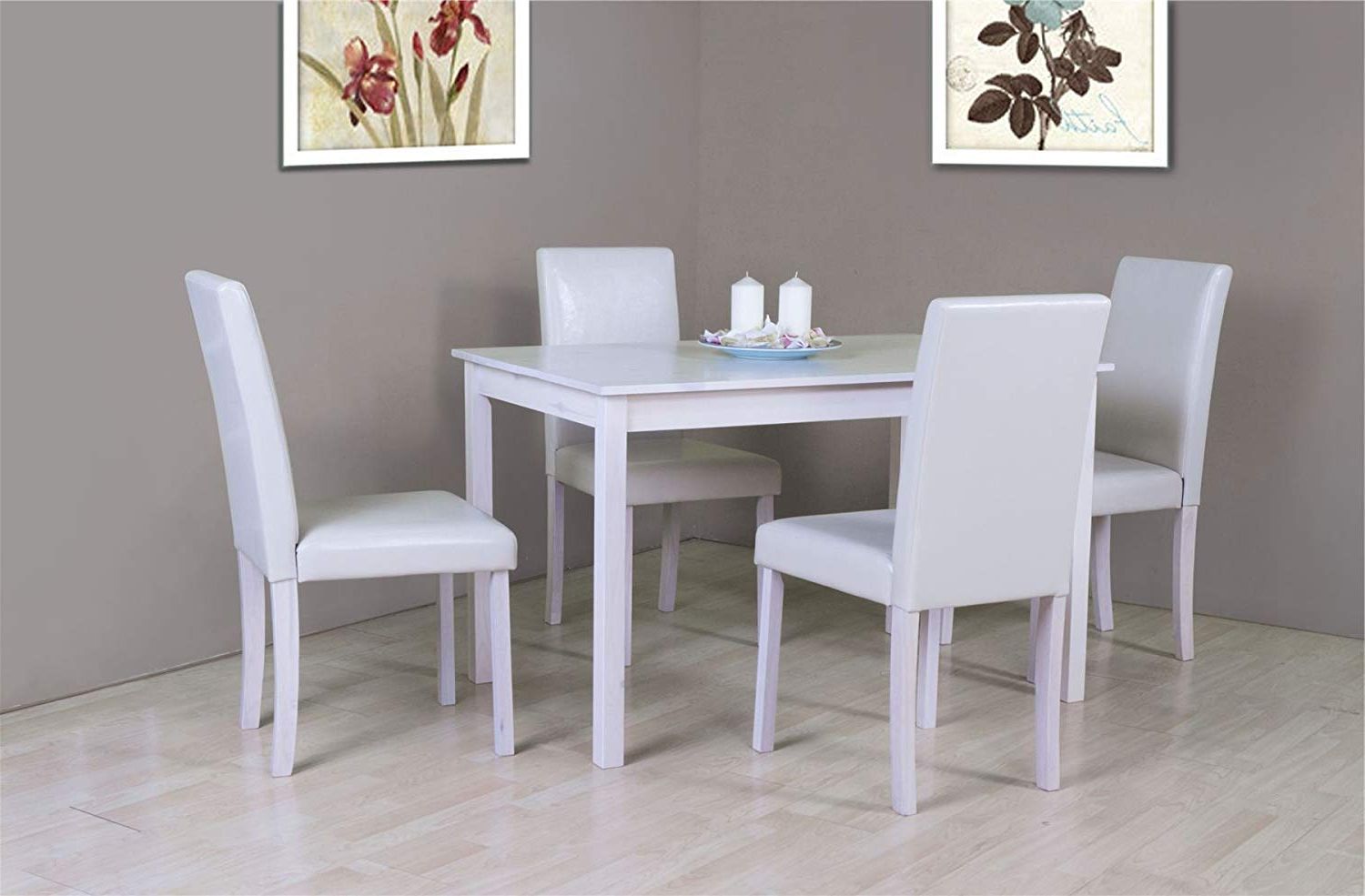 Gray Wash Lorraine Extending Dining Tables Intended For Current Abakus Direct Polo White/cream Oak Effect Wooden Dining Table And 4 High  Back Chair Set (View 19 of 25)