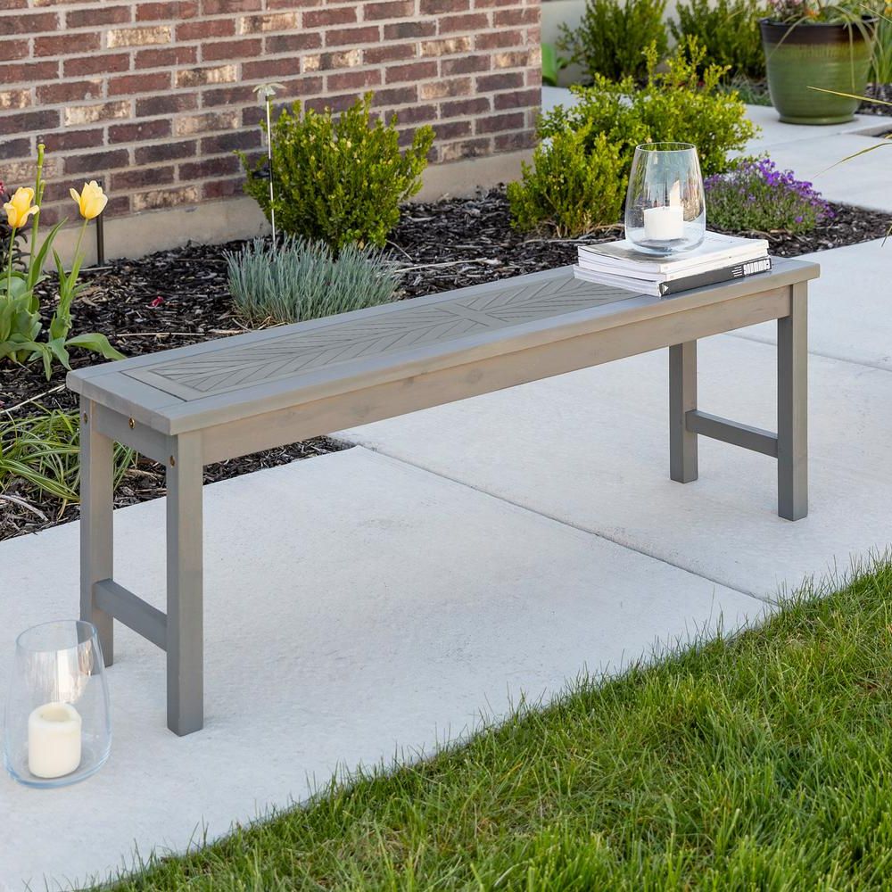 Gray Wash Toscana Extending Dining Tables Throughout 2020 Walker Edison Furniture Company Grey Wash Acacia Wood Modern Outdoor Dining  Bench (View 25 of 25)