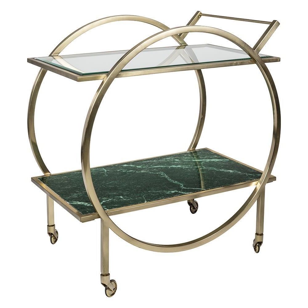 Hearst Bar Tables Throughout Widely Used Boyd Blue Hearst Bar Cart Features A Glass Top With Green (View 9 of 25)