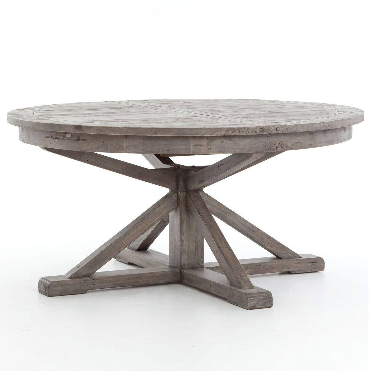Most Current Cintra Reclaimed Wood Extending Round Dining Table 63"  Gray With Regard To Blackened Oak Benchwright Pedestal Extending Dining Tables (View 5 of 25)
