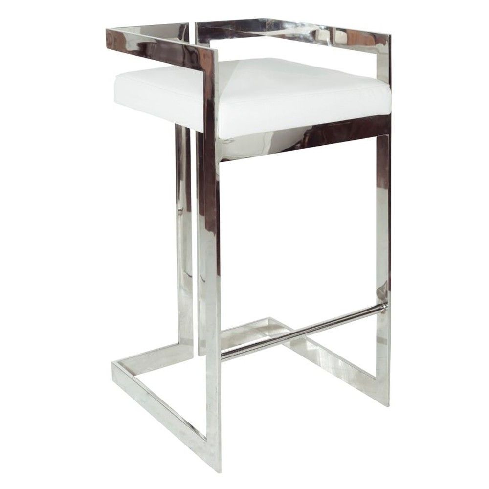Most Current Hearst Bar Tables Within Worlds Away Hearst Nickel Bar Stool – White In  (View 1 of 25)