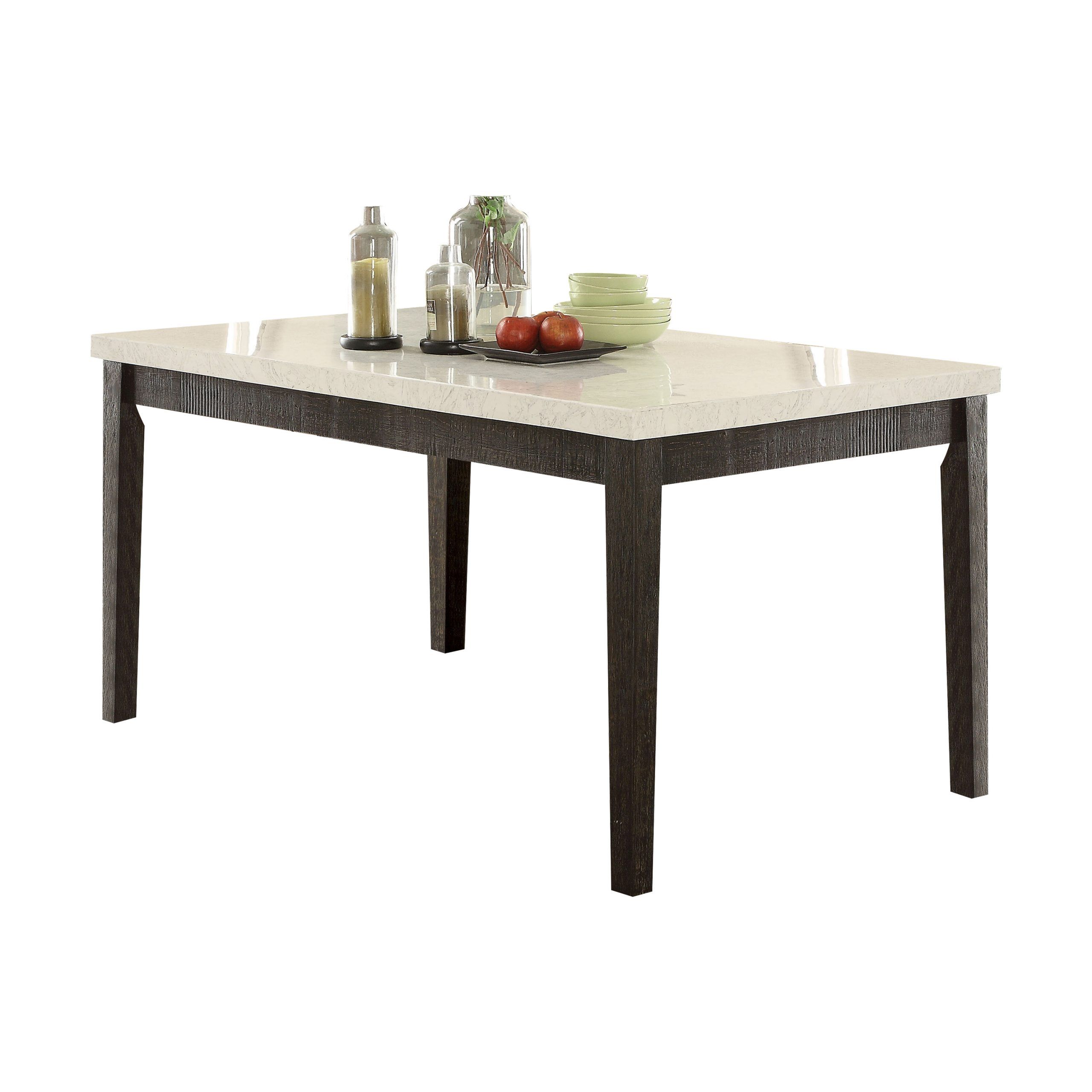 Most Popular Nolan Round Pedestal Dining Tables Throughout Acme Nolan Rectangular Dining Table, White Marble & Weathered Black (View 25 of 25)