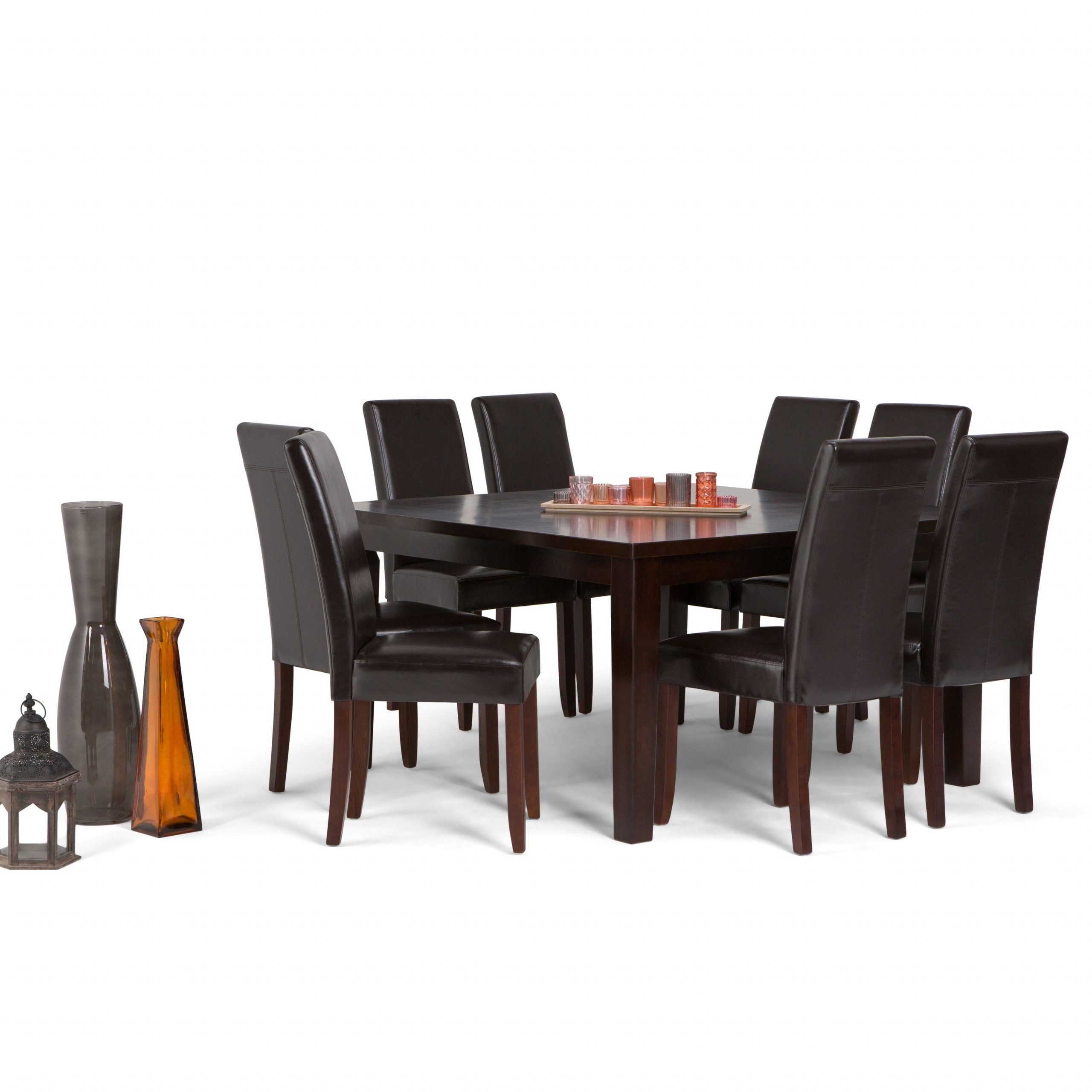 Most Popular Normandy Extending Dining Tables For Wyndenhall Normandy Contemporary 9 Pc Dining Set With 8 Upholstered Parson  Chairs And 54 Inch Wide Table (Photo 19 of 25)