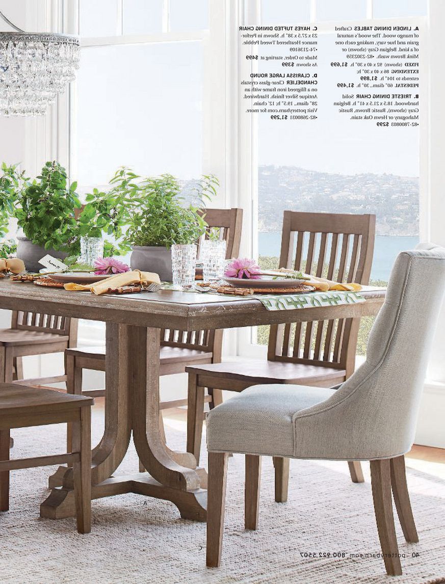 Most Recent Pottery Barn – Winter 2018 D2 – Linden Pedestal Dining Table Throughout Brown Wash Livingston Extending Dining Tables (View 6 of 25)