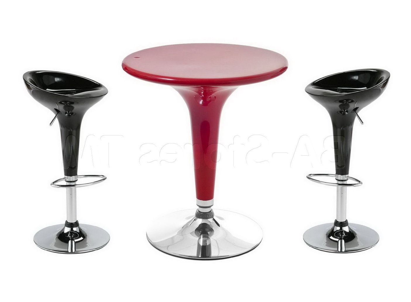 Most Recently Released Clyde/gretta 3 Pc Red And Black Bar Set (table And 2 Bar For Clyde Round Bar Tables (View 9 of 25)