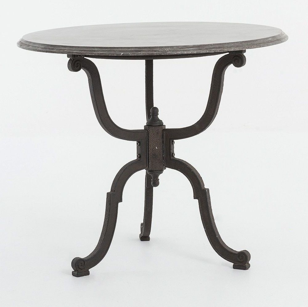Most Recently Released French Industrial Iron + Bluestone Bistro Round Pedestal Regarding Blair Bistro Tables (View 5 of 25)