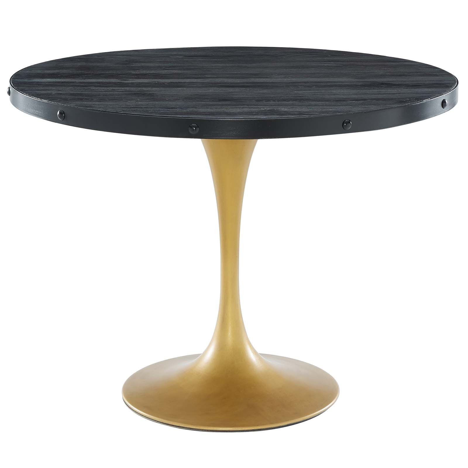Most Up To Date Aztec Round Pedestal Dining Tables Throughout Drive 40" Round Wood Top Dining Table In Black Gold (View 18 of 25)