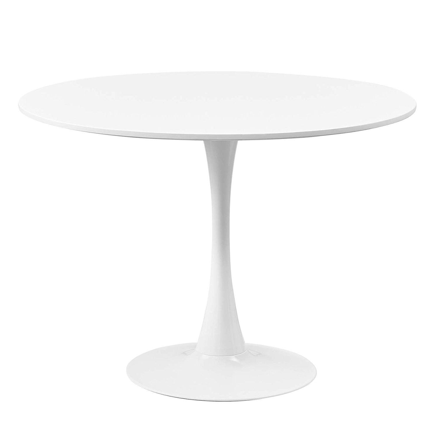 Newest Tonvision White Dining Table 29" Circular Table With Metal Base Round  Pedestal Table Solid Retro Inspired Design For 2 4 Seaters Living Room  Kitchen Pertaining To Dawson Pedestal Dining Tables (Photo 24 of 25)