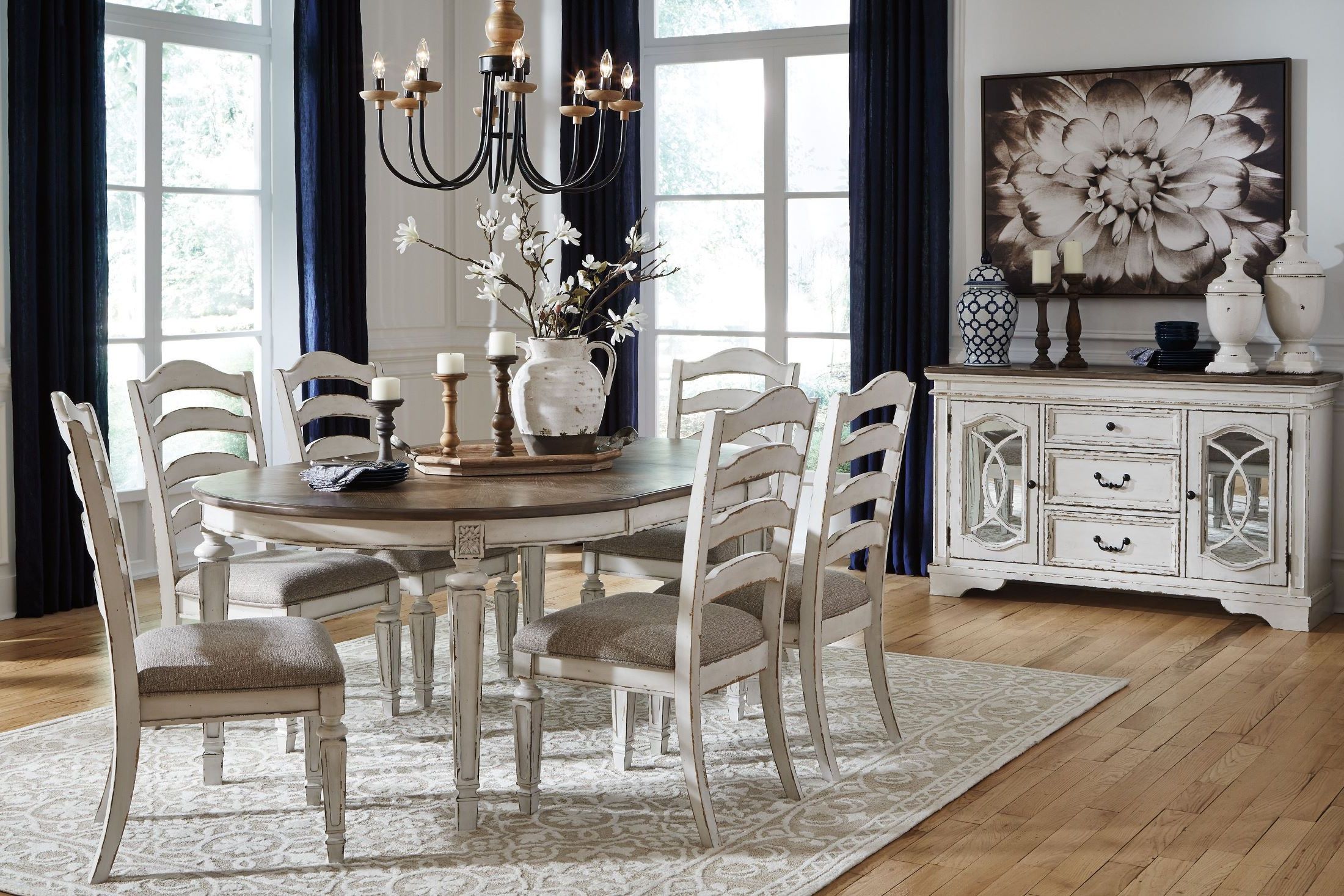 Realyn White Oval Extendable Dining Room Set From Ashley In Well Liked Ingred Extending Dining Tables (View 4 of 25)