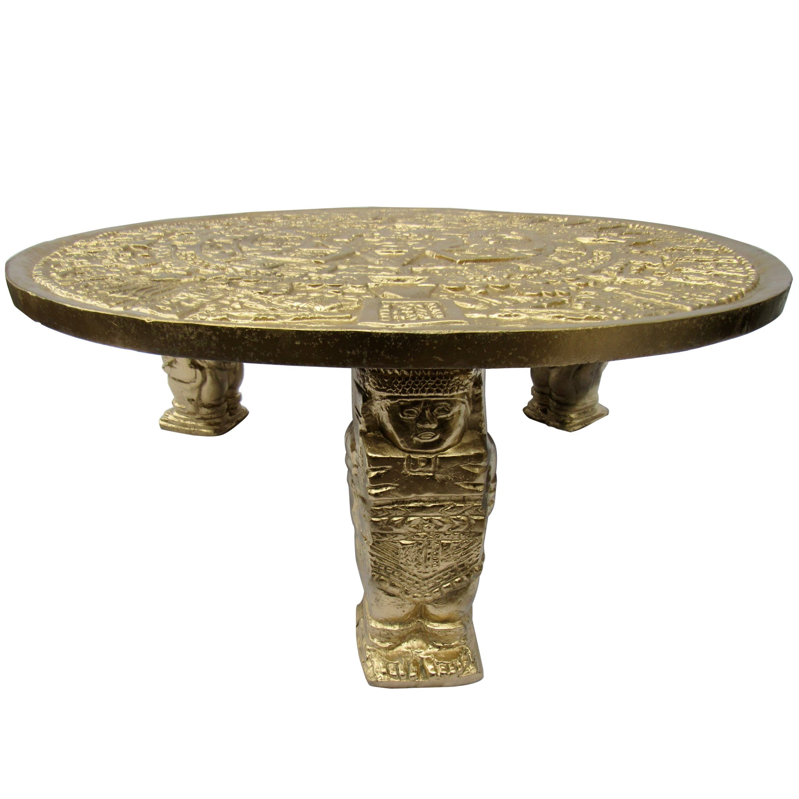 Recent Gilt Bas  Relief Aztec Calendar Coffee Table Cast Aluminium, Mexican, 1960S With Aztec Round Pedestal Dining Tables (View 17 of 25)