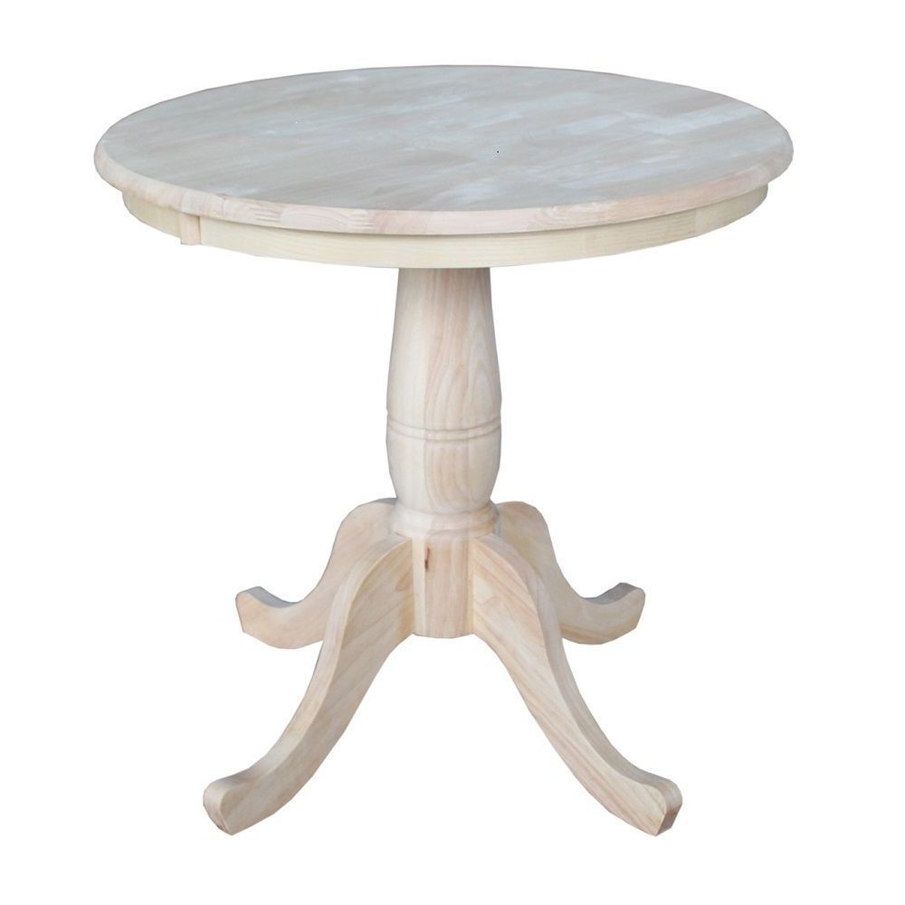 Round Dining Table Small Bistro Solid Wood Pedestal Dinner Intended For Famous Alexandra Round Marble Pedestal Dining Tables (View 9 of 25)