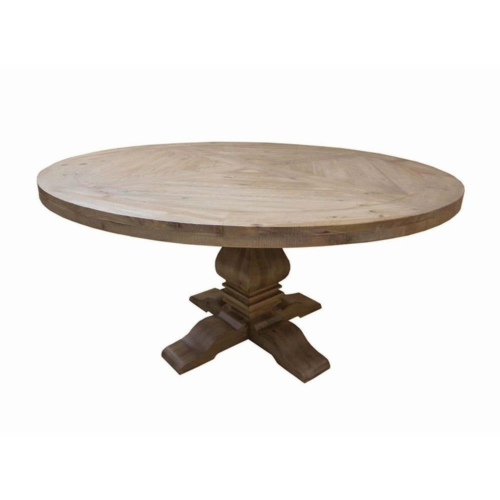 Rustic Mahogany Benchwright Dining Tables Regarding Most Popular Rhea Classic Round Rustic Smoke Wood Dining Table (View 12 of 25)