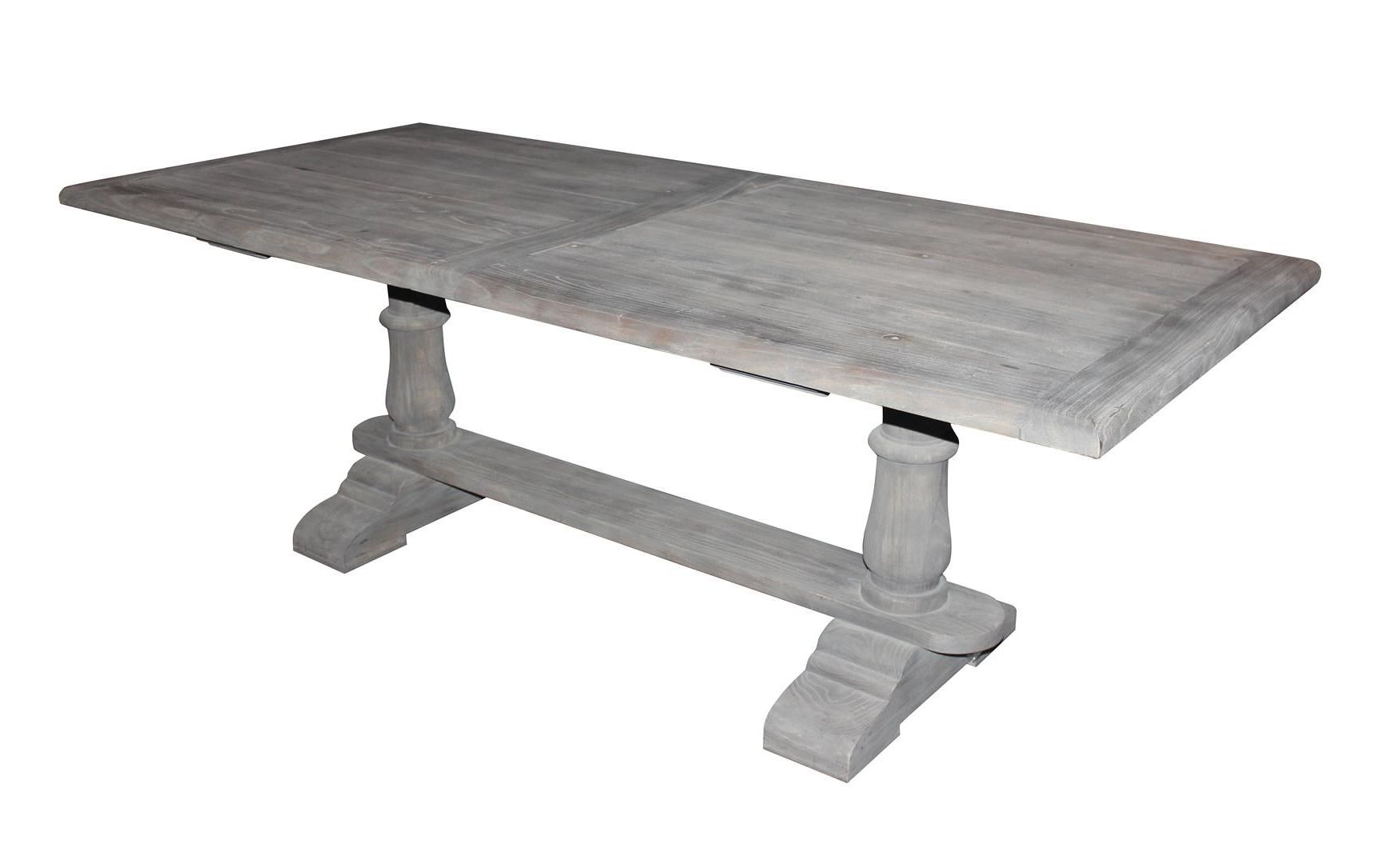 Solid Wood Dining Table With Gray Washed Out Finish (View 3 of 25)