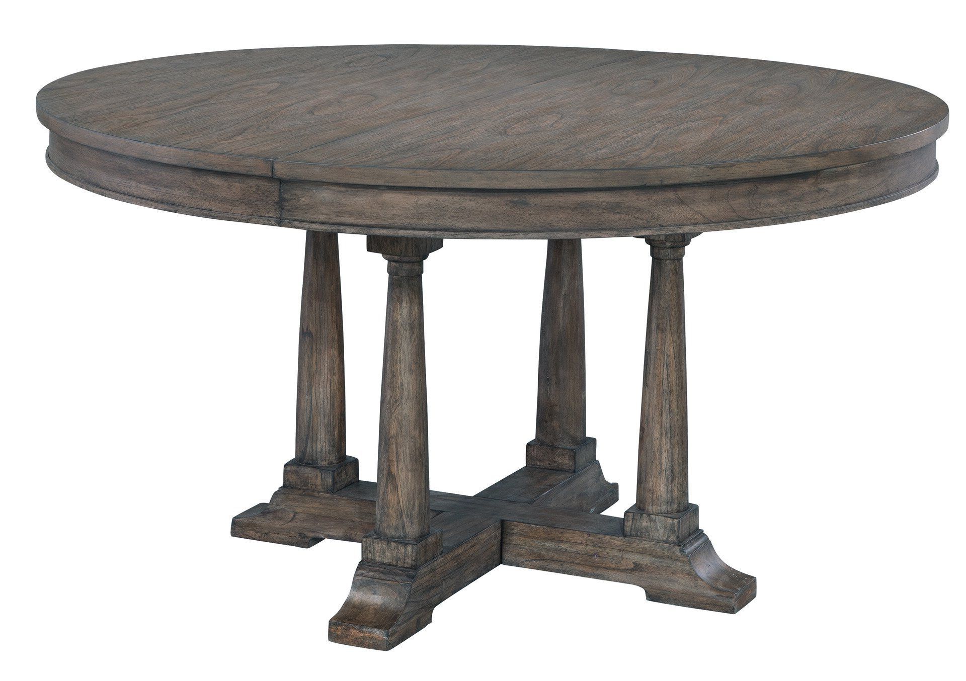 Sterling Heights 54" 74" Extension Round Dining Table Intended For Fashionable Driftwood White Hart Reclaimed Pedestal Extending Dining Tables (Photo 6 of 25)