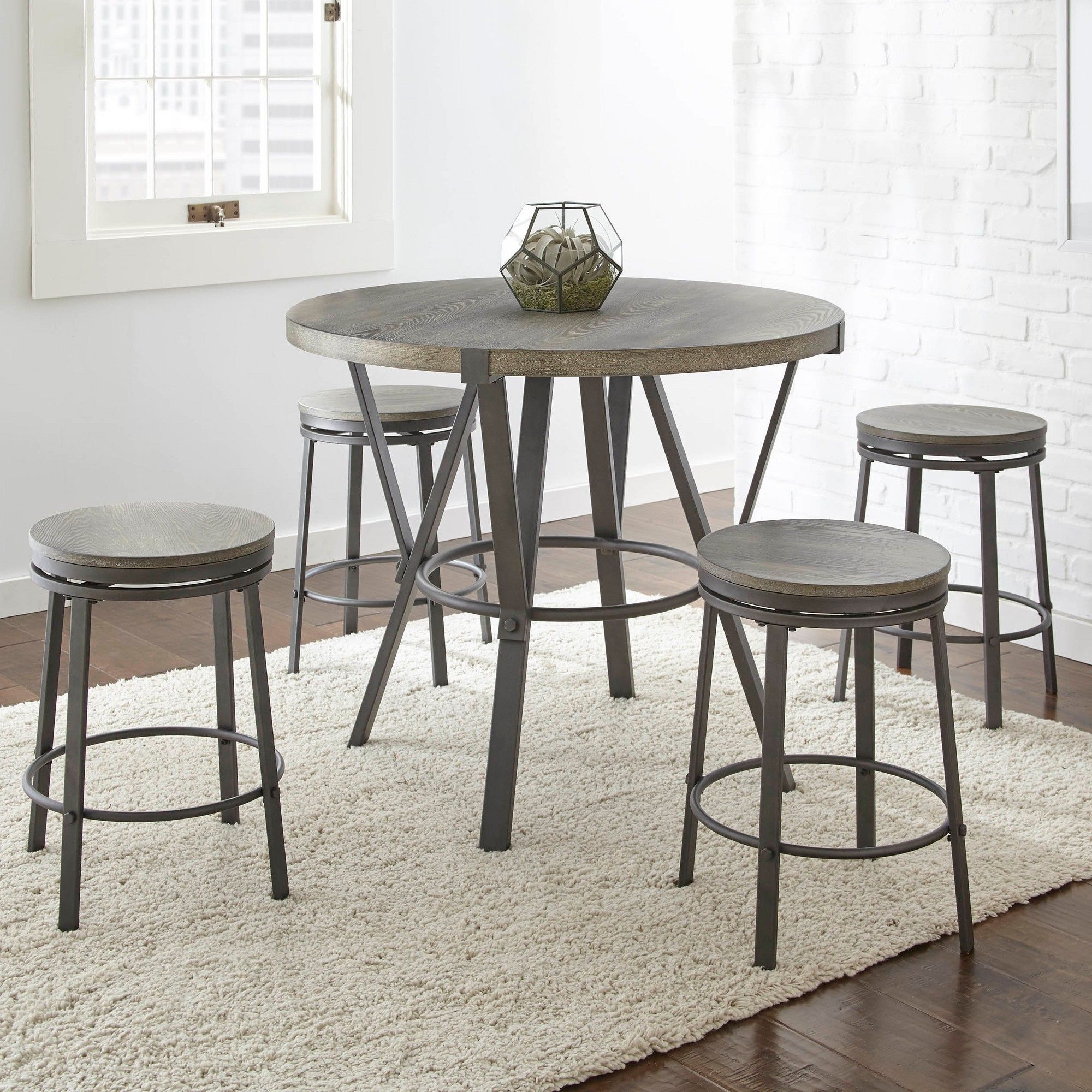 Trendy Griffin Reclaimed Wood Bar Height Tables Intended For Portland Round Counter Table Gray – Steve Silver In  (View 15 of 25)