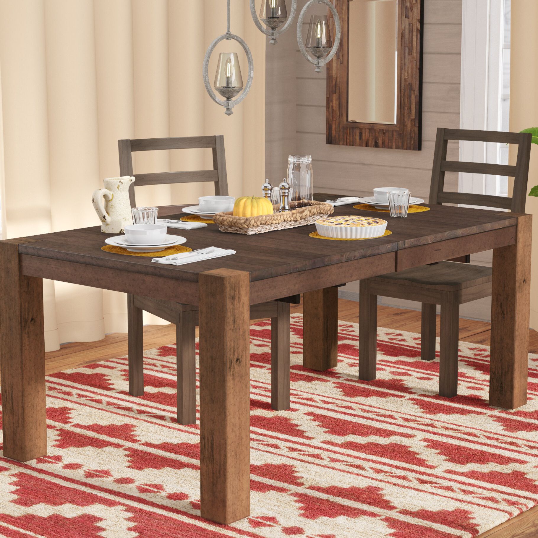 Trevion Leg Extendable Dining Table With Regard To 2019 Rustic Mahogany Extending Dining Tables (View 6 of 25)