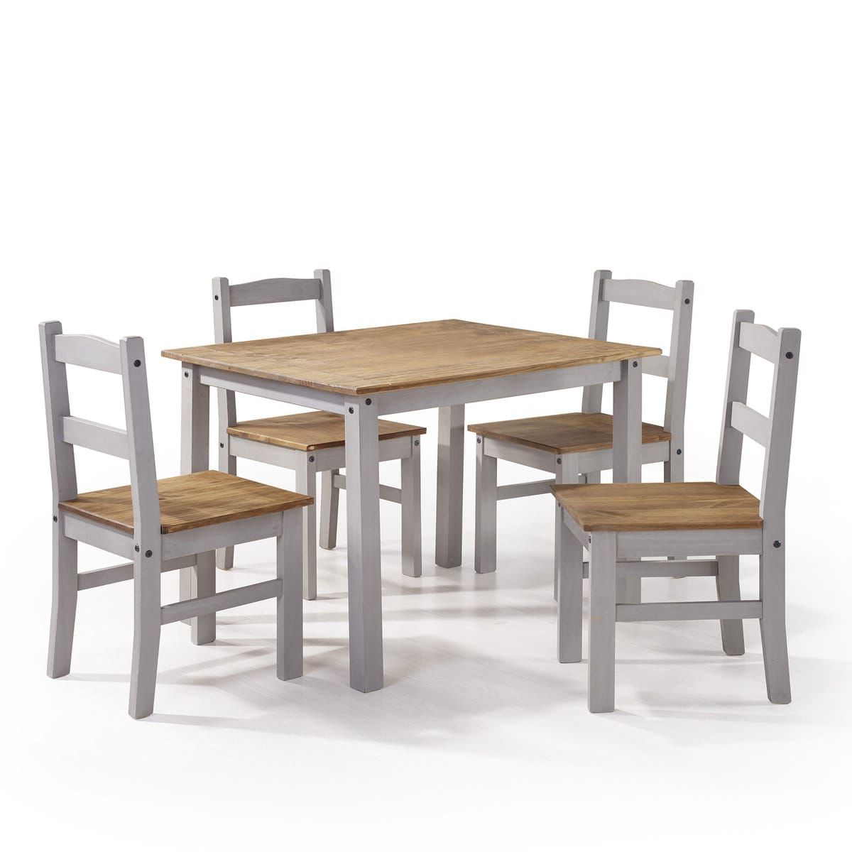 Well Known York Gray Wash 5 Piece Solid Wood Dining Setmanhattan Comfort With Gray Wash Toscana Extending Dining Tables (View 17 of 25)