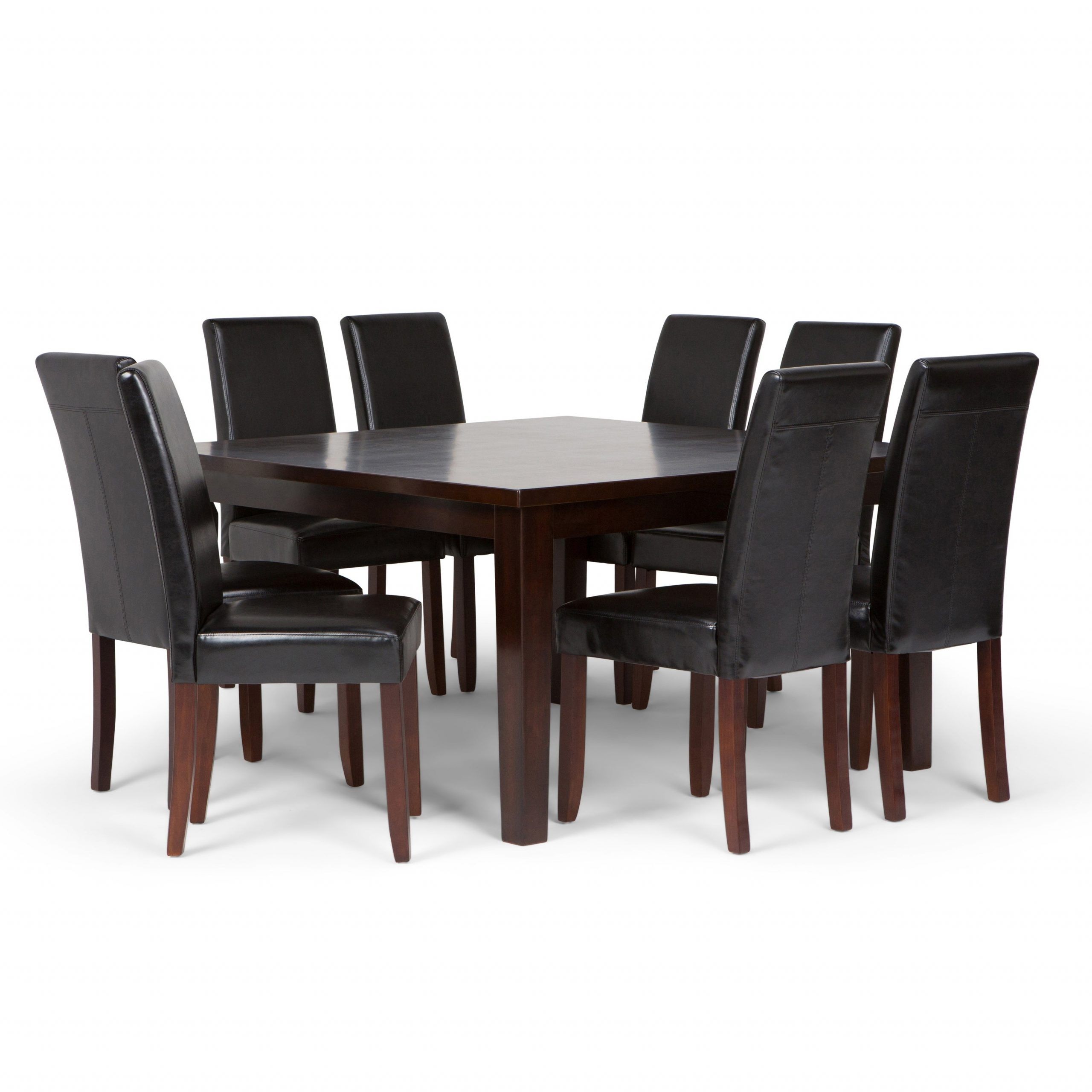 Wyndenhall Normandy Contemporary 9 Pc Dining Set With 8 Upholstered Parson  Chairs And 54 Inch Wide Table Intended For 2019 Normandy Extending Dining Tables (View 15 of 25)