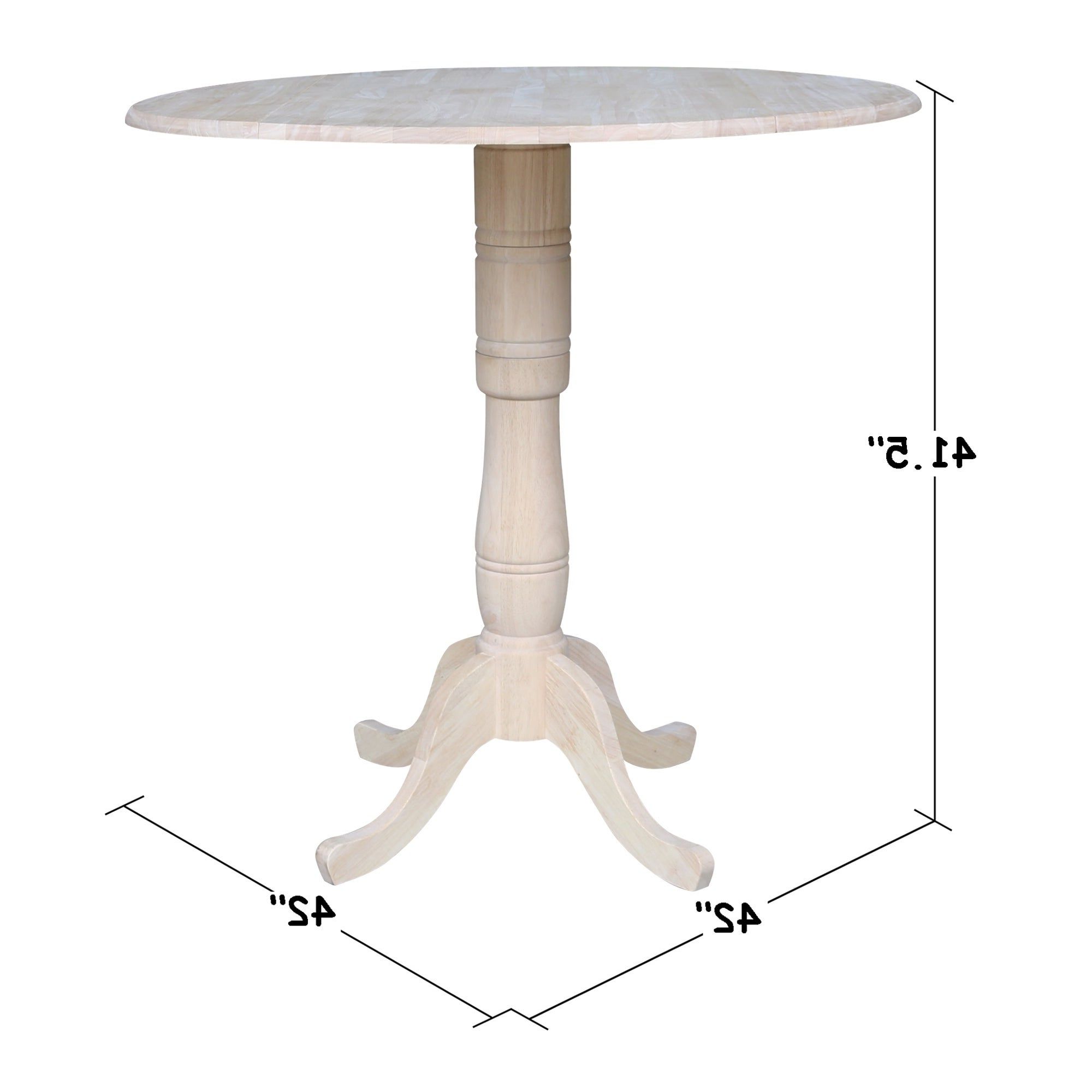 42" Round Pedestal Dual Drop Leaf Table – Unfinished – N/a Pertaining To Preferred Unfinished Drop Leaf Casual Dining Tables (View 7 of 25)